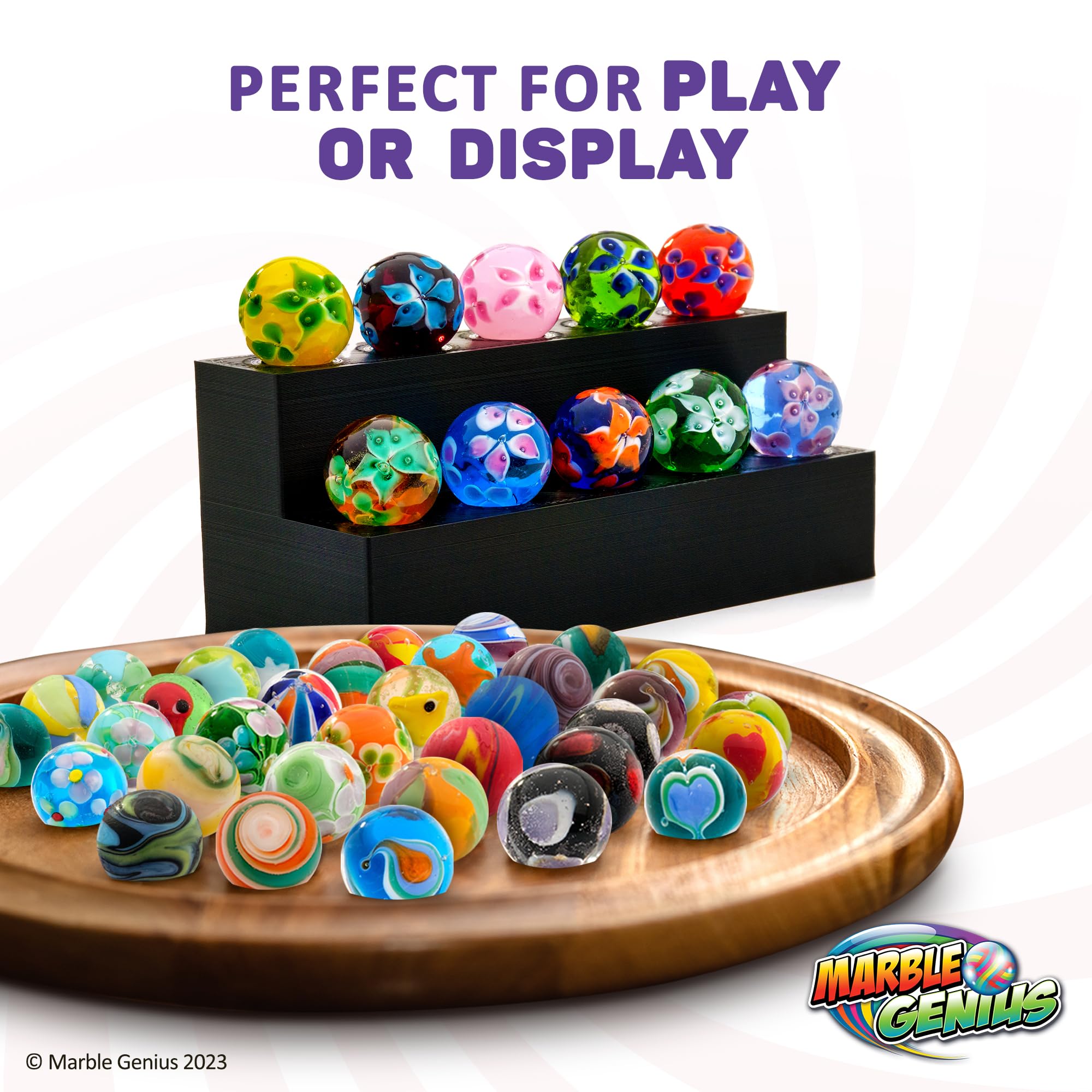Marble Genius 16mm (5/8 Inch) Glass Marbles - Petals Collection Set of 10 | Kids Toys, Marble Games, DIY Crafts & Home Decor