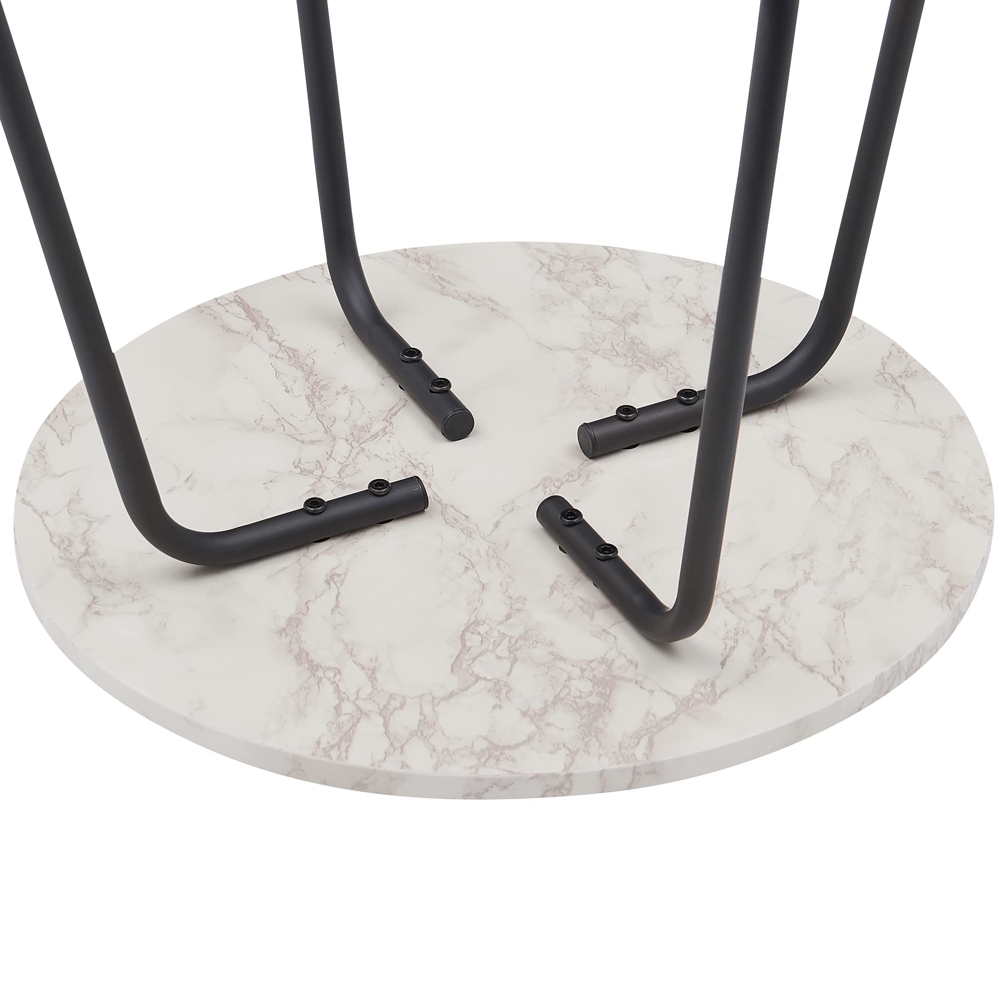 VECELO Outdoor Side Table Set of 2 - Small Round Metal Snack Table for Patio, Garden, Balcony, Yard & Living Room - Rust-Resistant Black & White Design - Perfect for Drinks, Snacks & Decor