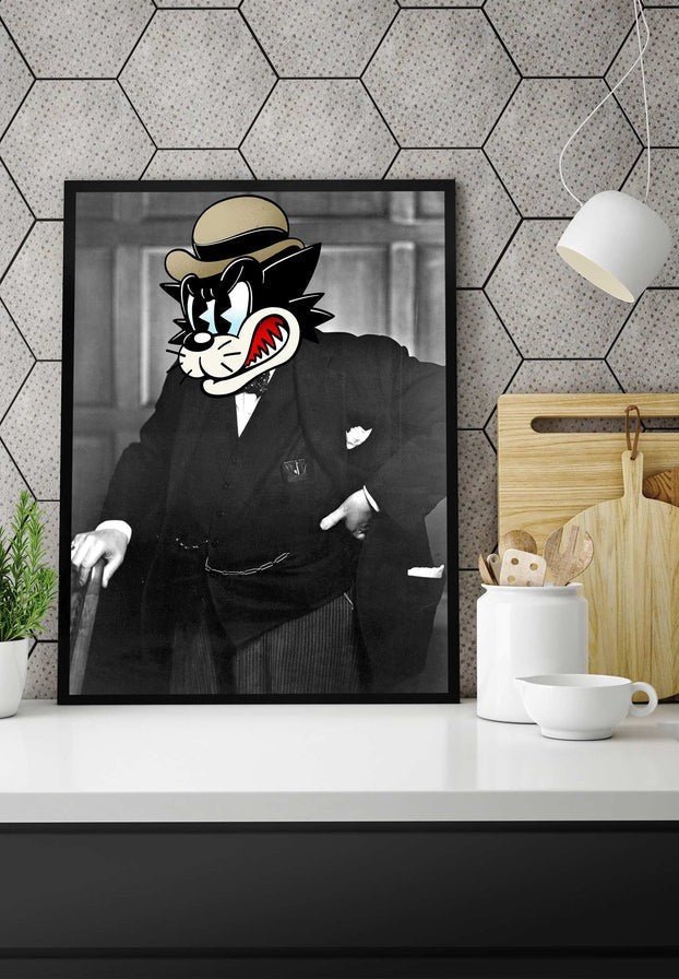 Winston The Cat Portrait Print - Handmade Canvas Wall Art for Pet Lovers - Perfect for Living Room, Bedroom & Office Decor