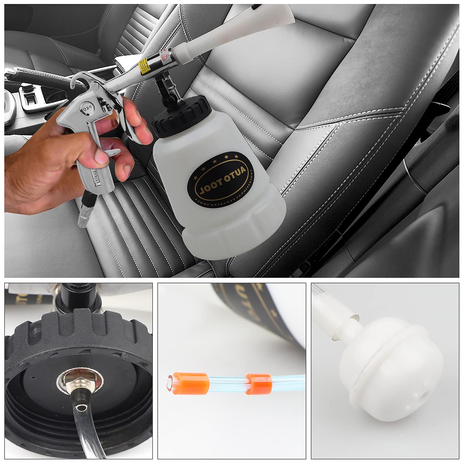 High Pressure Car Wash Gun with 1L Bottle & Washing Brush - Turbo Car Cleaning Kit for Interior & Exterior Detailing | Compatible with Air Compressor | Perfect for Home Car Washing, Auto Detailing & Vehicle Maintenance