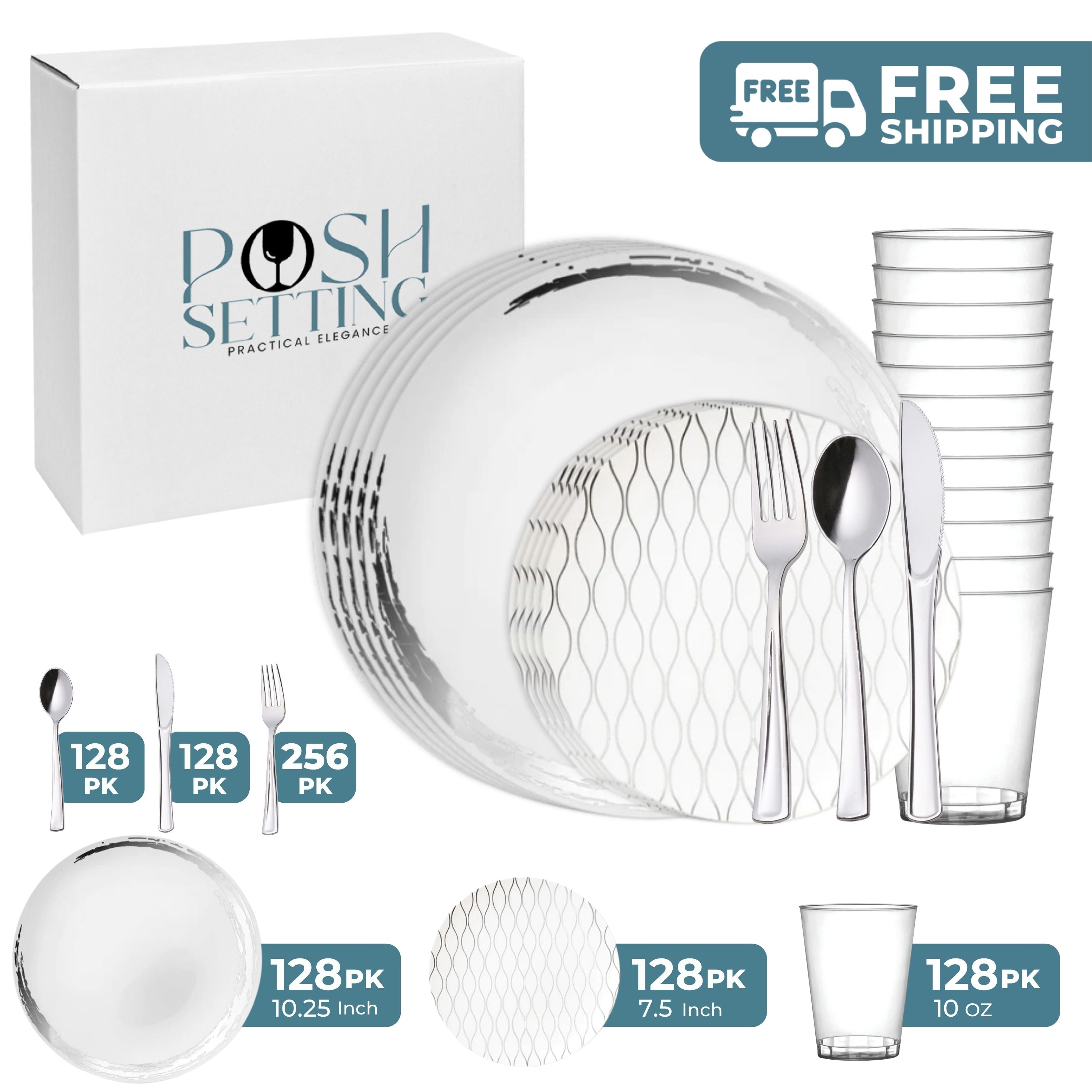 White and Silver Plastic Party Bundle with Whisk - Perfect for Birthday Celebrations, Kitchen Decor, and Themed Events