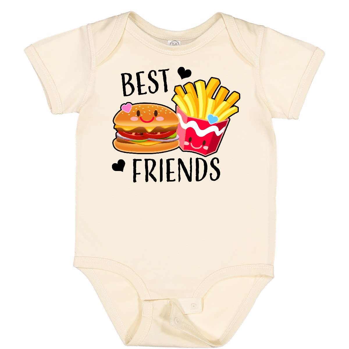 Inktastic Best Friends Burger and Fries Baby Bodysuit - Cute Matching Outfit for Twins, Siblings & Friends - Perfect for Birthdays, Photo Shoots & Family Events