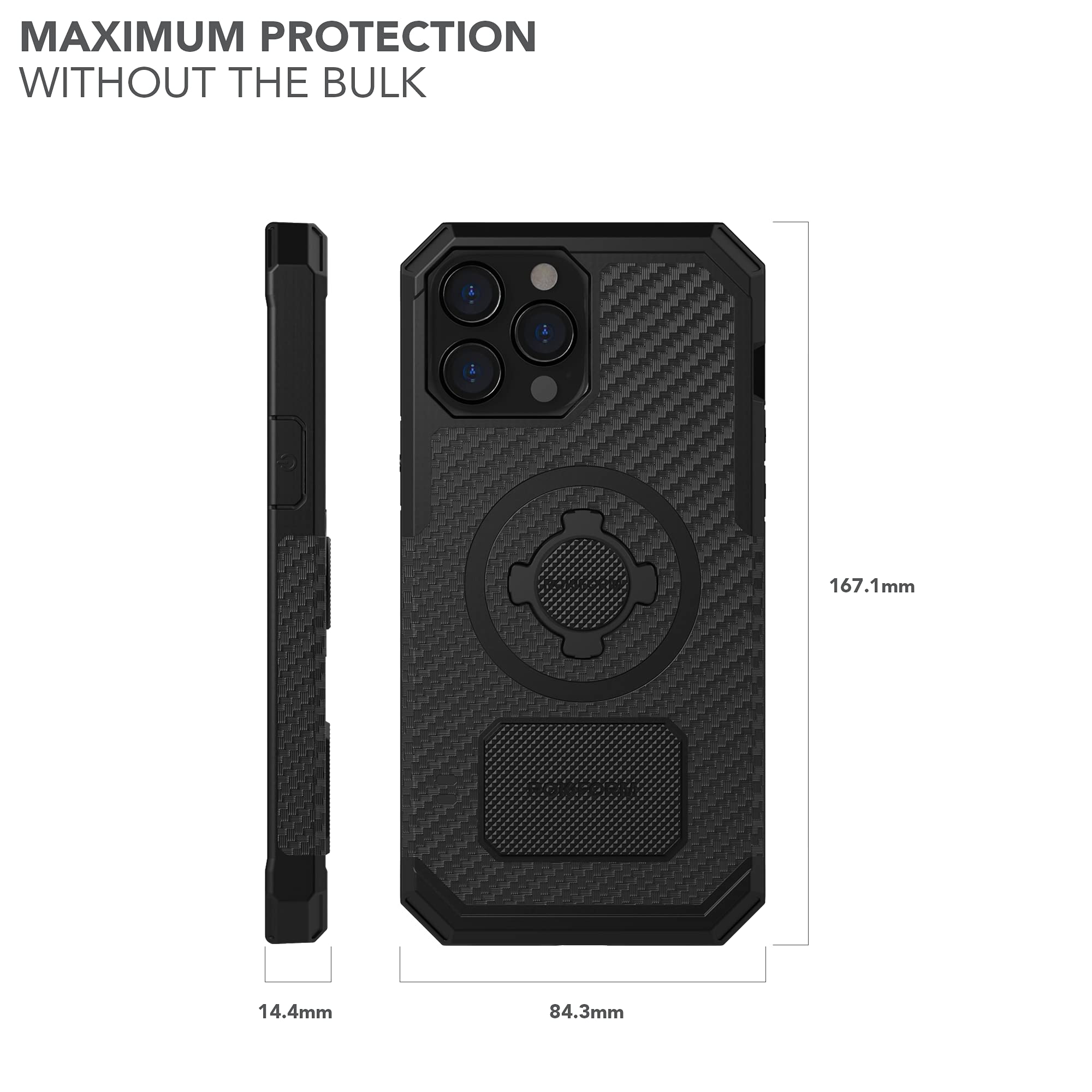 Rokform Rugged Case for iPhone 13 Pro Max with Magnetic Mount - Shockproof Protective Cover & Car Windshield Suction Phone Holder for Driving, Cycling, and Outdoor Adventures