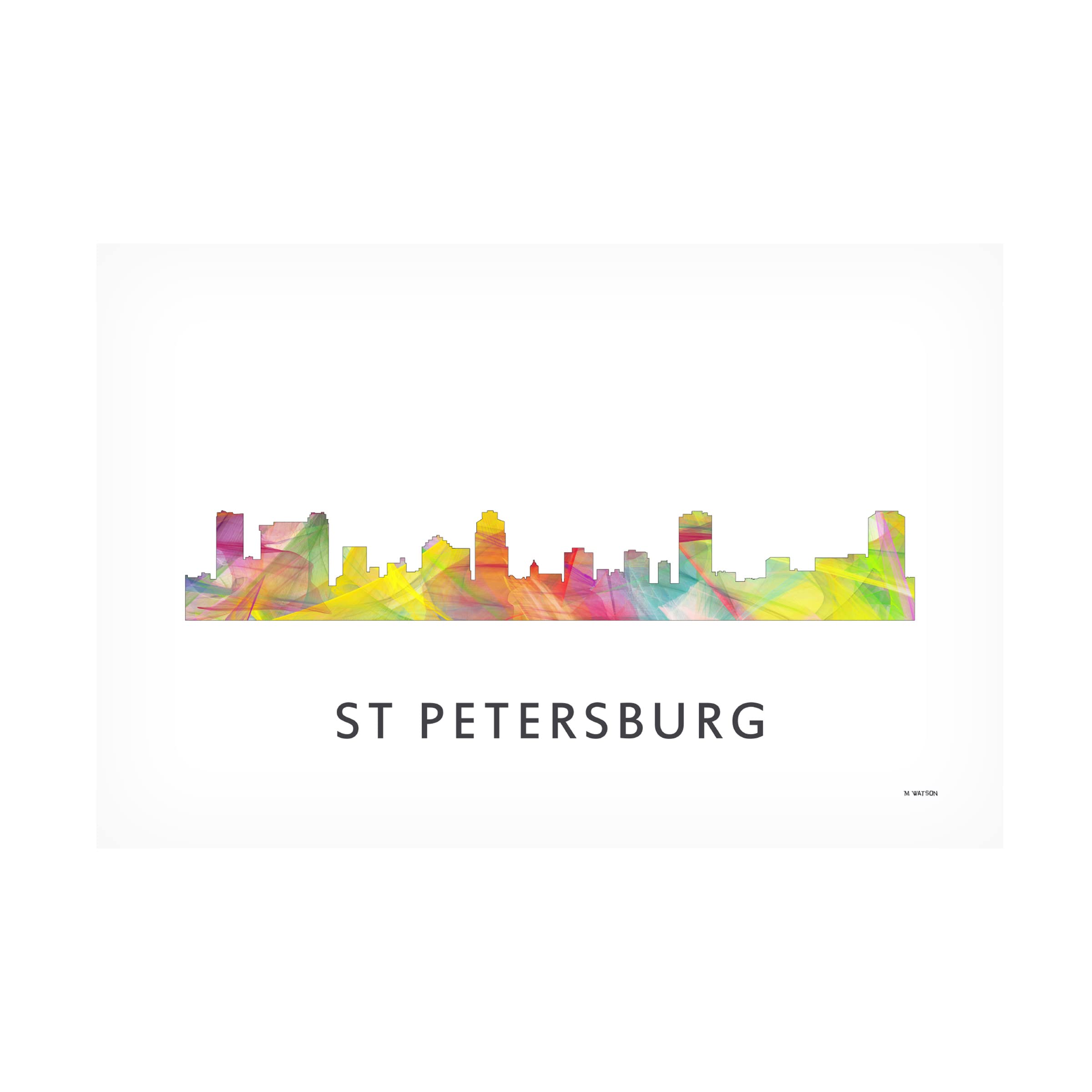 Trademark Fine Art 'St. Petersburg Florida Skyline' Canvas Wall Art by Marlene Watson - 16x24 Inches - Perfect for Living Room, Bedroom & Office Decor