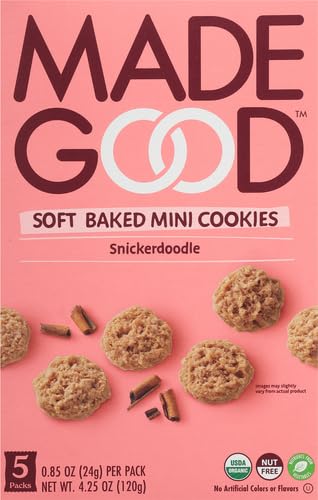 Organic MadeGood Snickerdoodle Soft Baked Cookies - Gluten Free, Vegan, Non-GMO Healthy Snacks (0.85oz Each) - Perfect for School Lunches, After-School Treats & On-the-Go Snacking