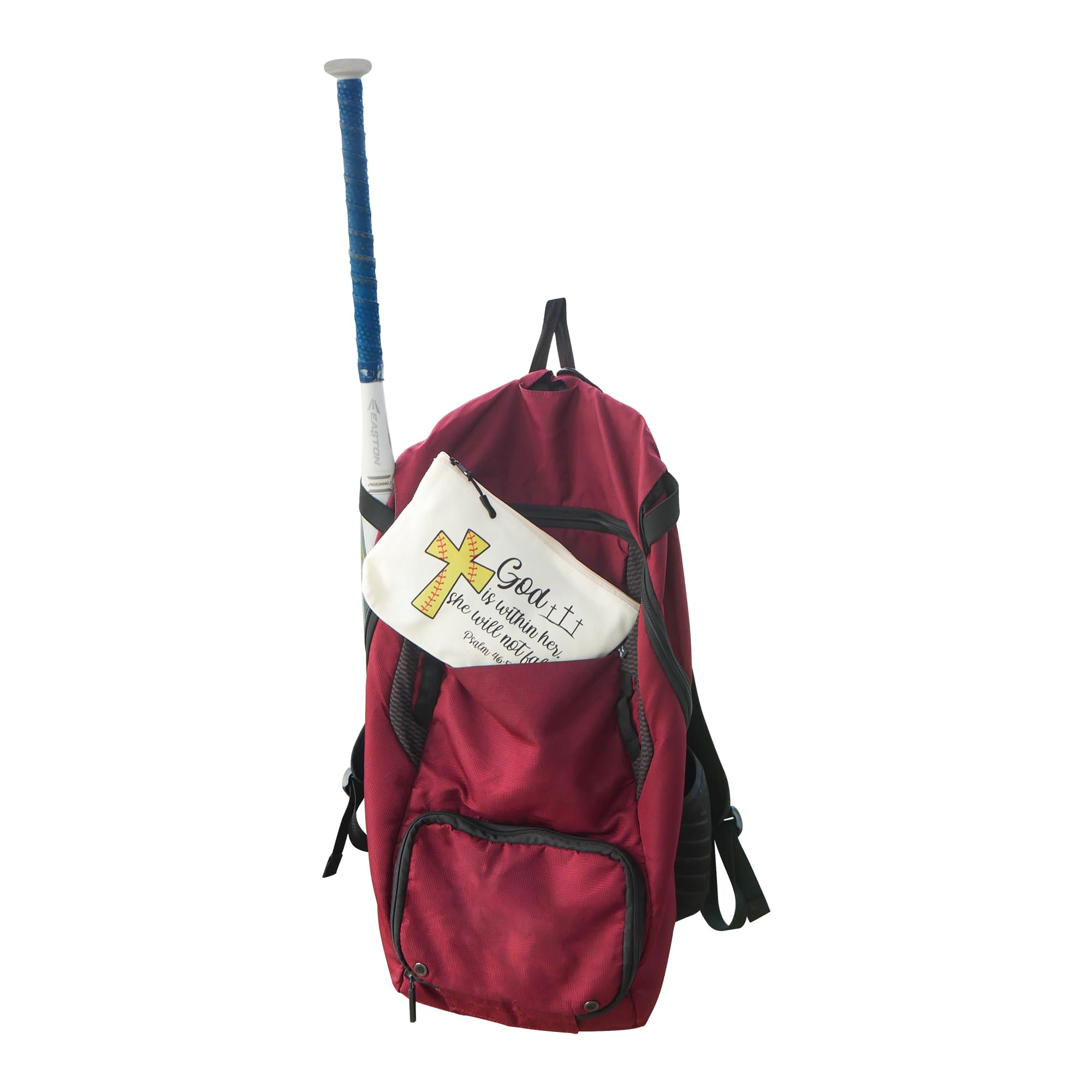 **Softball Gifts for Girls - Inspirational Linen Softball Makeup Bag with Scripture - Spacious & Durable Travel Toiletry Bag for Women - Perfect Birthday, Game Day & Team Gifts - Great for Sports Lovers, Athletes & Softball Players**    *(Use Cases: Ideal for game day essentials, travel, gym bags, team gifts, or motivational presents for softball players.)*