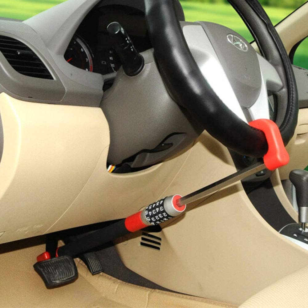 WANLIAN Car Code Lock - Anti-Theft Steering Wheel & Brake Pedal Lock with Locking Bar | Vehicle Security Device for Theft Prevention | Perfect for Parking Protection & Long-Term Storage