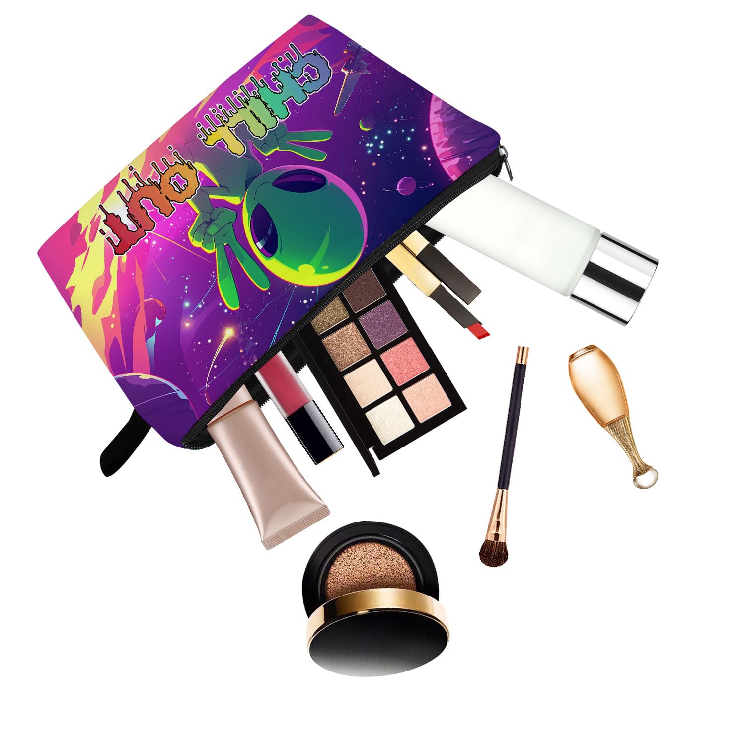 Alien Makeup Bag - Cute Zipper Cosmetic Organizer for Women, Perfect Gift for Alien Lovers & Birthday