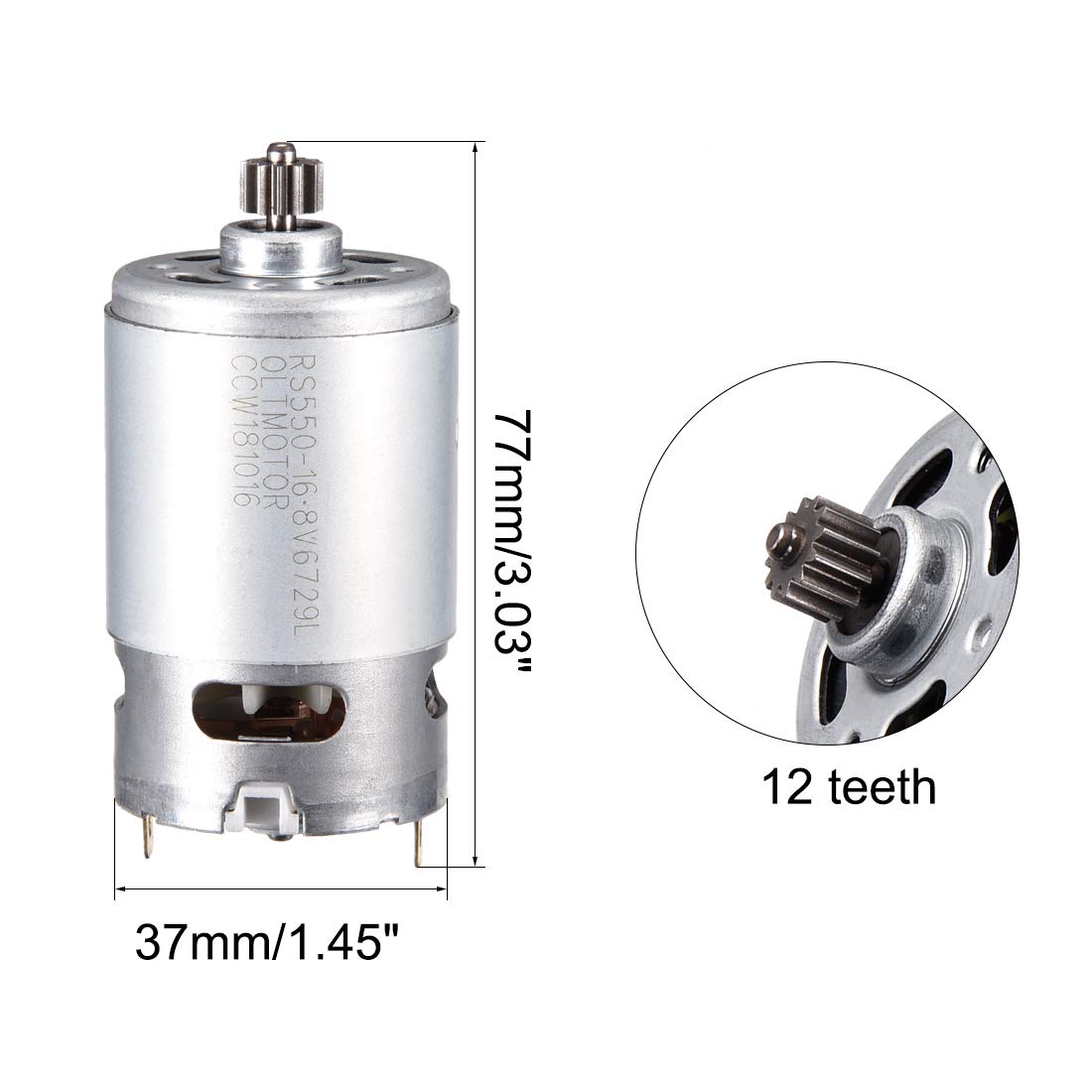 16.8V 23000RPM High Torque Electric Gear Motor with 12 Teeth - Compatible with Cordless Screwdrivers, Power Tools & DIY Projects - Perfect for Home Repairs, Woodworking, and Professional Use