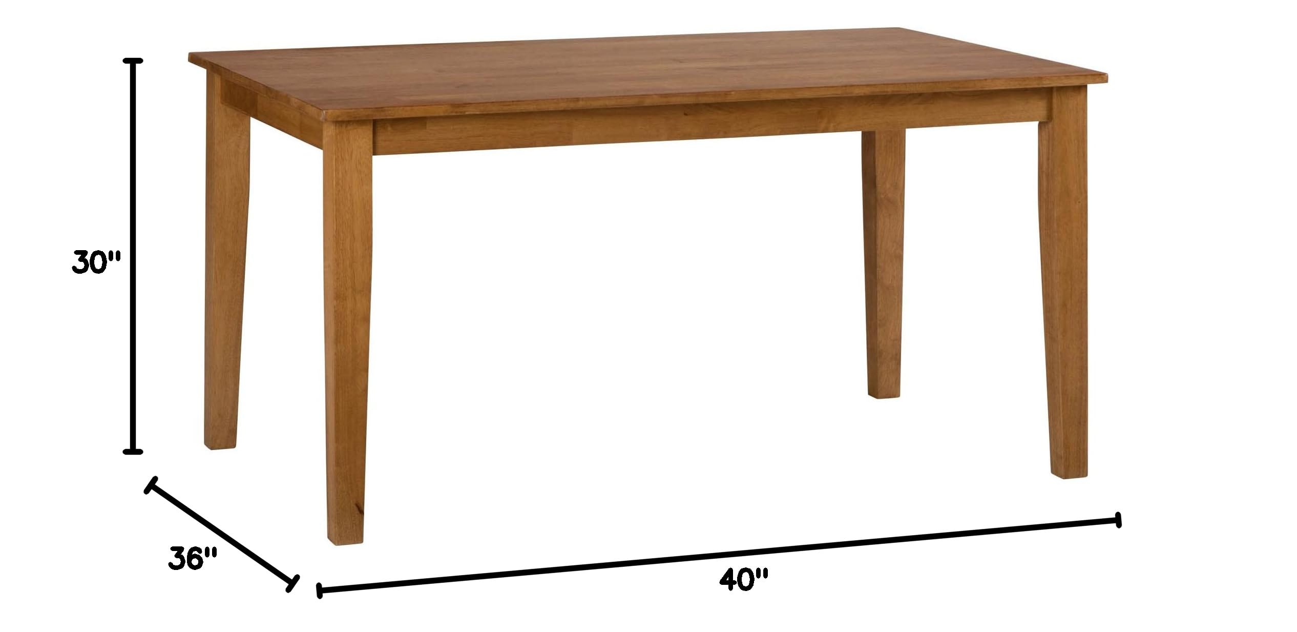 Jofran Simple Rectangle Dining Table 36x60x30 Inches - Honey Finish - Modern Kitchen & Dining Room Furniture for Small Spaces & Apartments