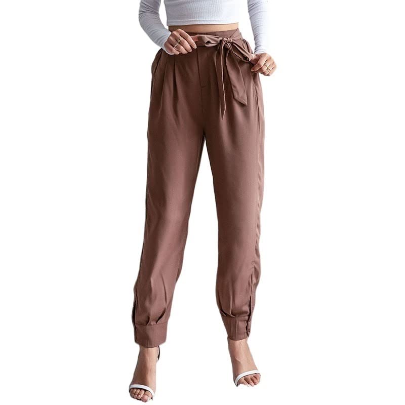 Women's Casual Lace-Up Cropped Pants - Stretchy High Waist Leggings for Yoga, Workout & Everyday Wear