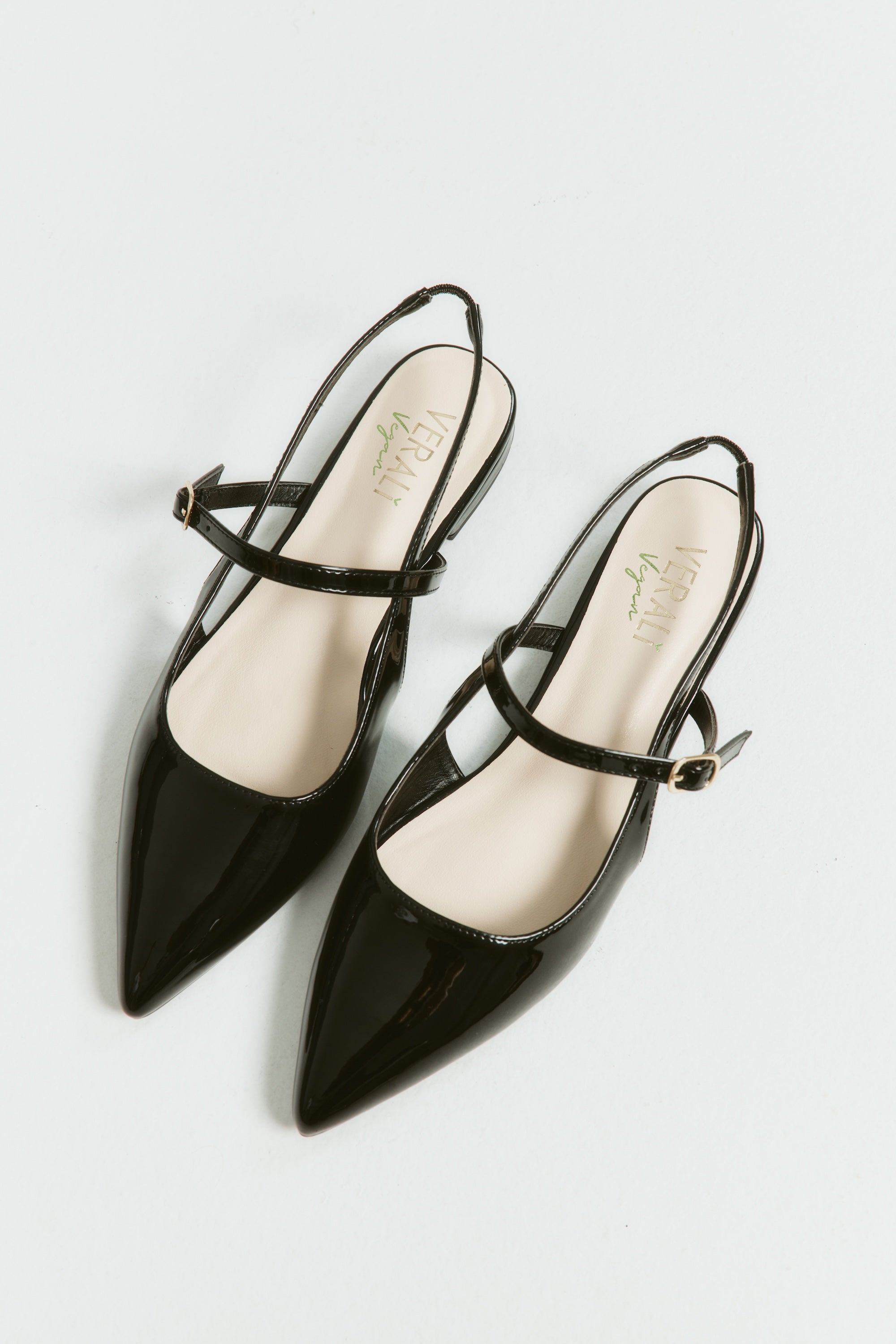 Hiatus Sling Back Flats - Black Patent Leather Comfortable Women's Shoes for Work, Office & Casual Outfits