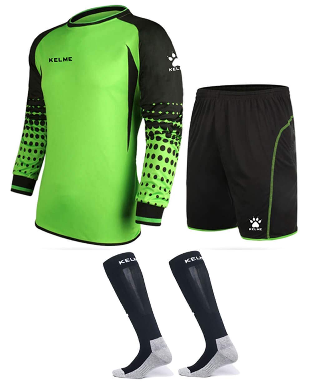 KELME Professional Soccer Goalie Jersey Set - Padded Goalkeeper Uniform with Jersey, Shorts & Socks for Men & Youth (Kids/Adult Sizes) - Perfect for Training, Matches & Tournaments