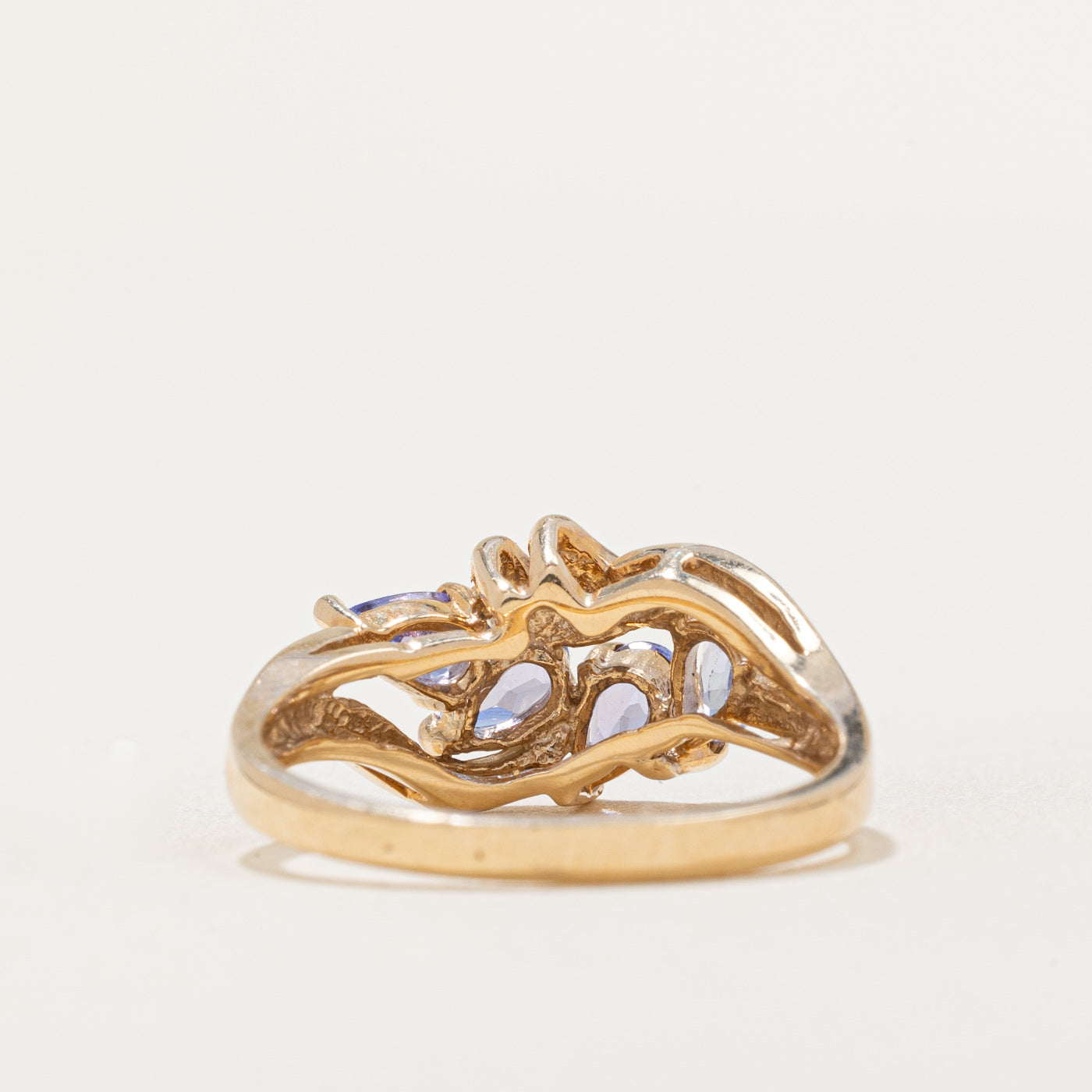 0.75ctw Four Stone Tanzanite Abstract Ring - Size 7 | Elegant Handmade Jewelry for Women | Perfect for Weddings, Anniversaries & Special Occasions