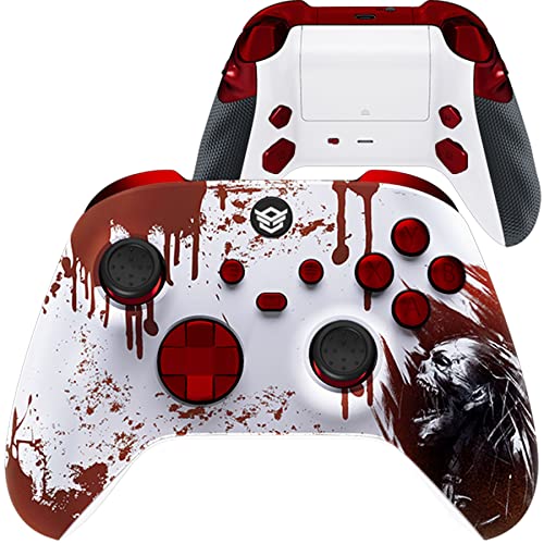 HEXGAMING ADVANCE Wireless Controller for Xbox Series X/S, Xbox One & Windows PC - 4 Remappable Back Buttons, Adjustable Triggers, Interchangeable Thumbsticks - Blood Zombie Edition - Perfect for FPS, Racing & Action Games