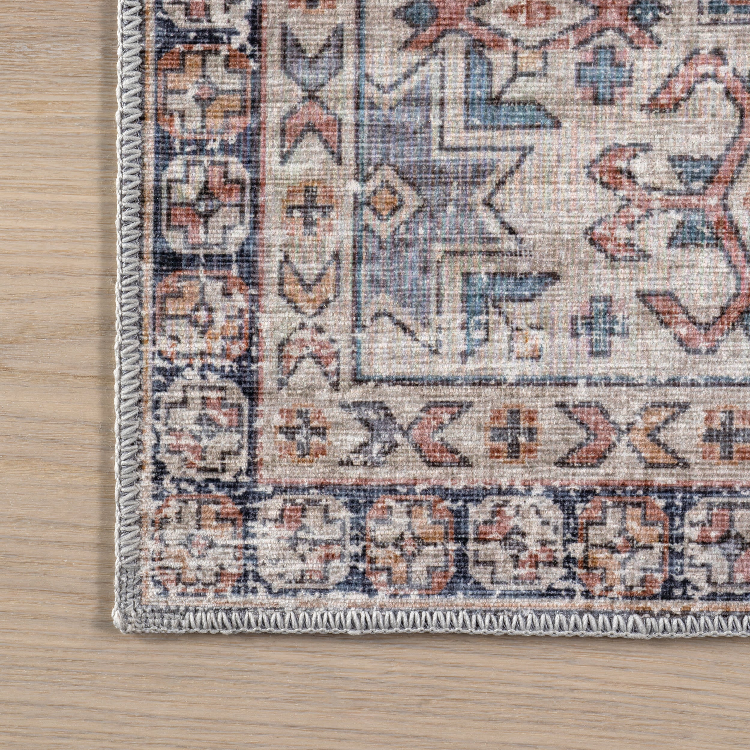 Allison Faded Spill Proof Washable Area Rug - Soft Non-Slip Blue Indoor Rug for Living Room, Bedroom & Nursery | Machine Washable & Pet Friendly