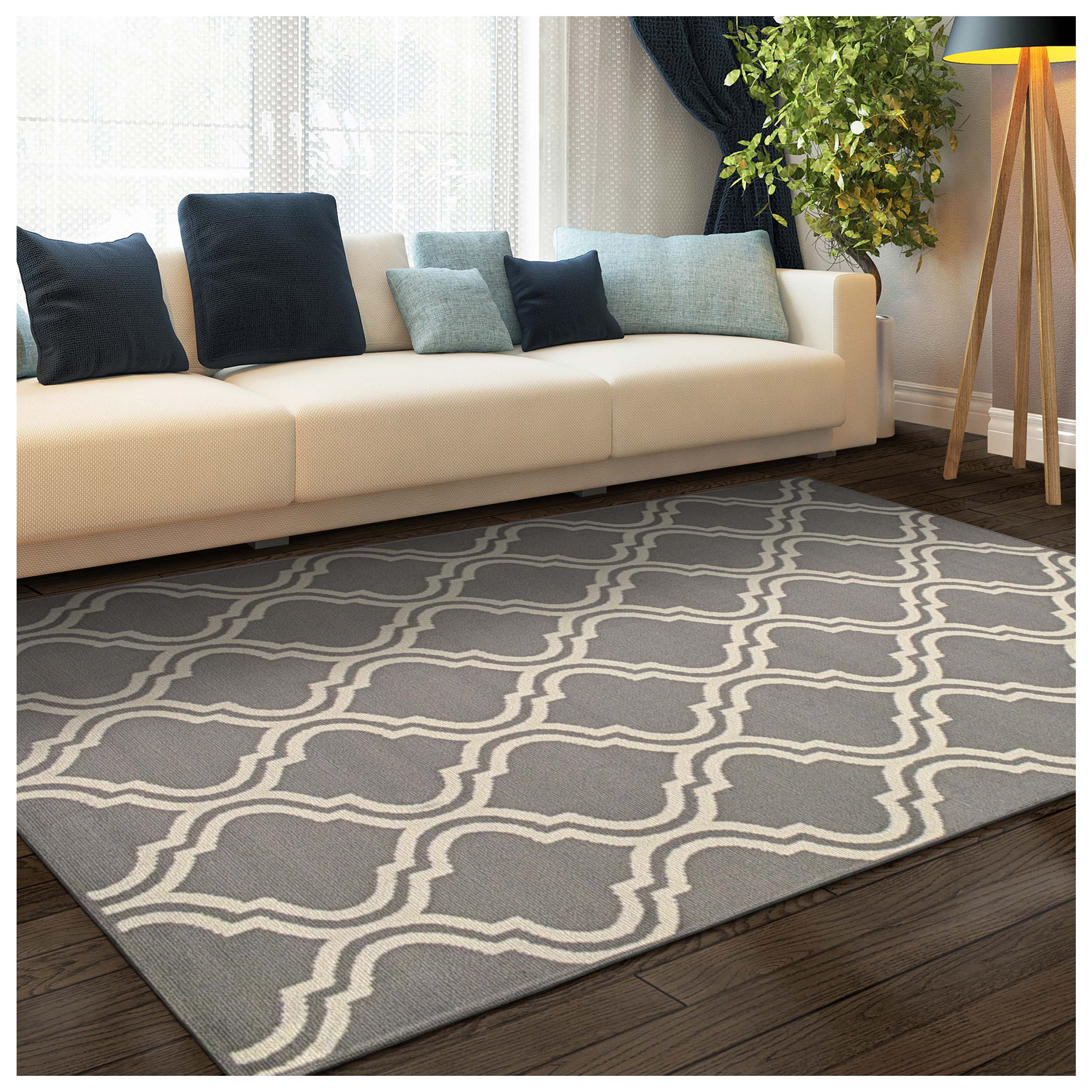 Double Trellis Indoor Area Rug - Non-Slip, Soft & Durable - Perfect for Living Room, Bedroom, or Home Office Decor