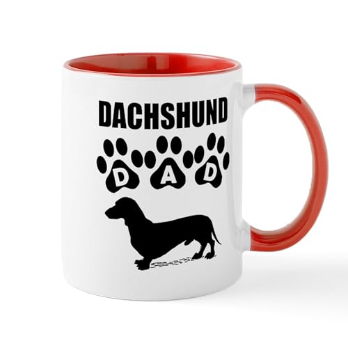 White/Red Inside - Dachshund Dad Mugs
