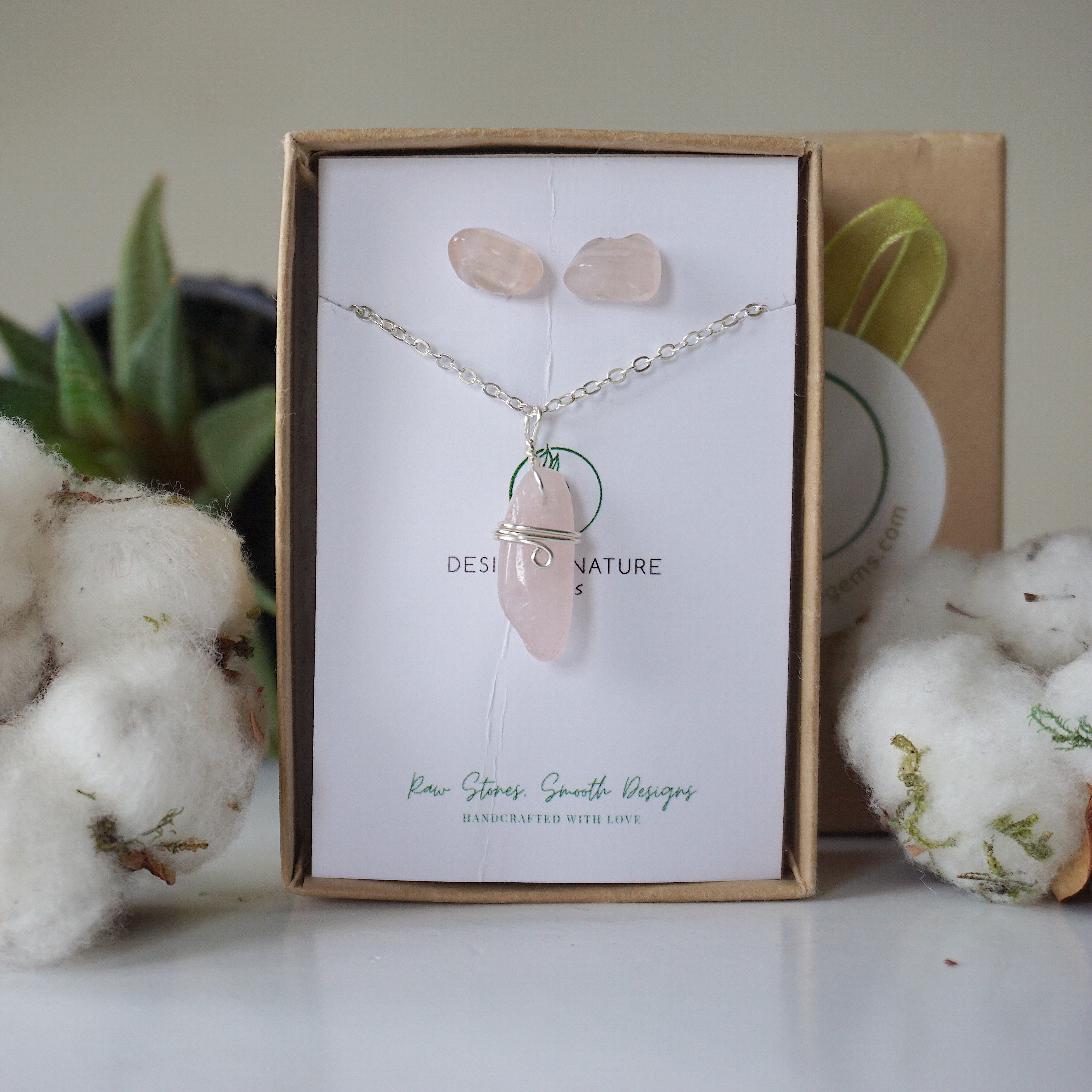 Rose Quartz Charm Set in Sterling Silver - Elegant Jewelry for Healing, Meditation & Spiritual Gifts