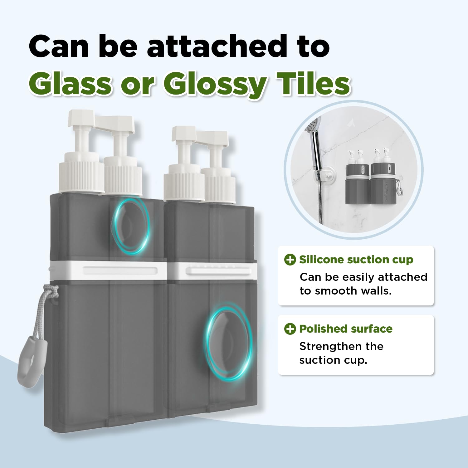 YOTIME 4-in-1 TSA Approved Leak Proof Travel Bottles Set - Reusable Silicone Toiletry Containers for Shampoo, Conditioner & Body Wash - Perfect for Air Travel, Gym & Vacation (Gray)