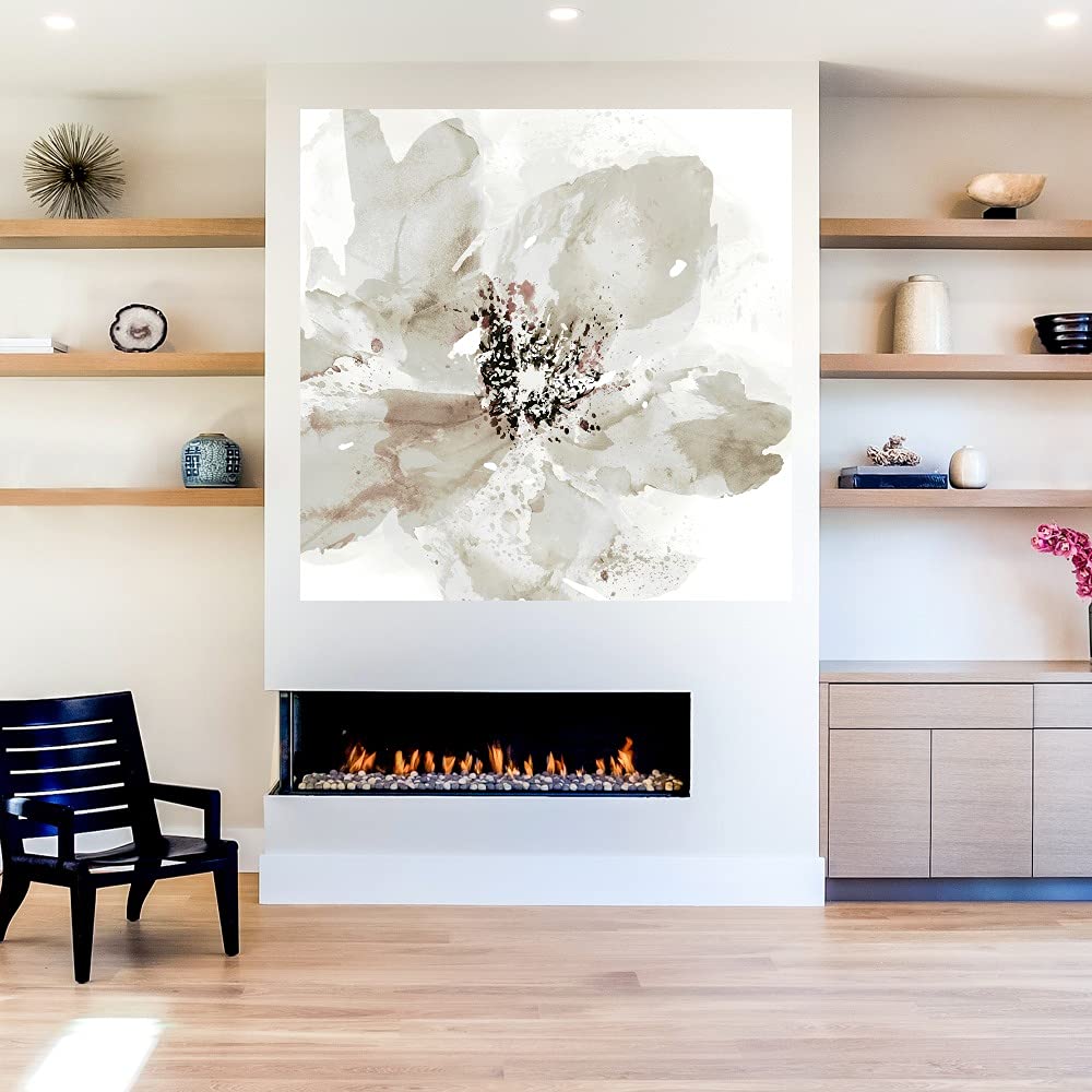 Botanical Wall Art Canvas - 22x22 Inch Neutral Plant Decor for Bathroom & Bedroom | Handmade Floral Artwork by Tania Bello | Perfect for Home, Office & Spa Decor