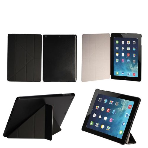 Premium PU Leather Folio Stand Case for Apple iPad 5 & iPad Air - Ultra Slim Protective Cover with Auto Sleep/Wake (Black) | Perfect for Work, Travel & Home Use