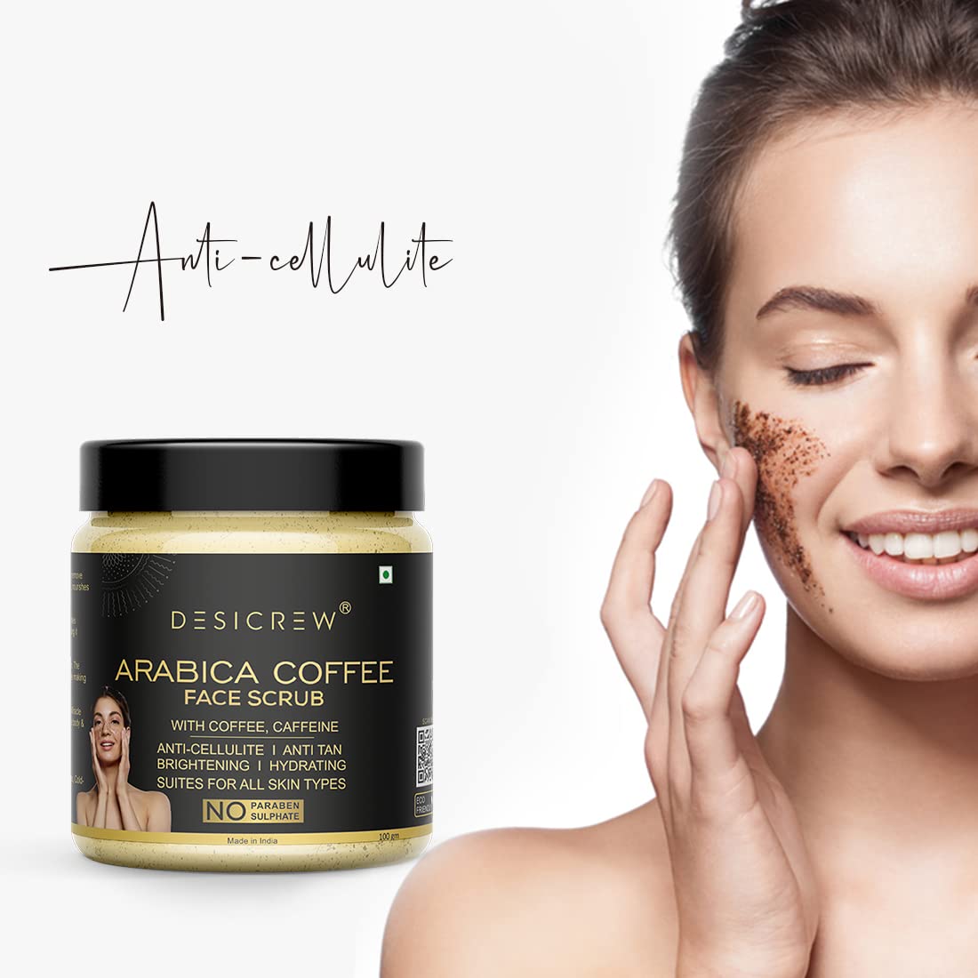 Arabica Coffee Face Scrub with Caffeine & Cocoa Butter - 400g Exfoliating Facial Cleanser for Glowing Skin | Perfect for Morning Routine & Spa Day at Home