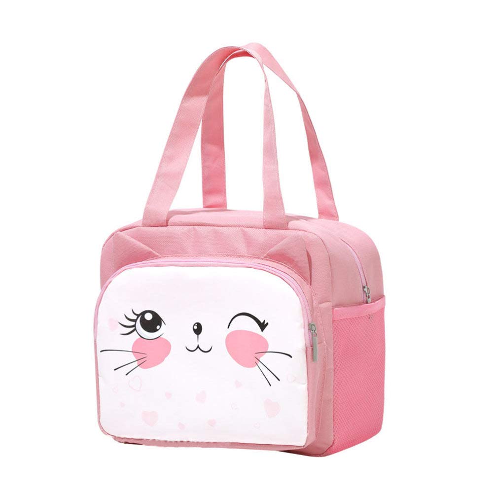 **Insulated Bento Lunch Bag - Cabilock Cute Cooler Tote for Kids & Adults, Leak-Proof Meal Container - Perfect for School, Work, Picnics & Travel (Pink)**