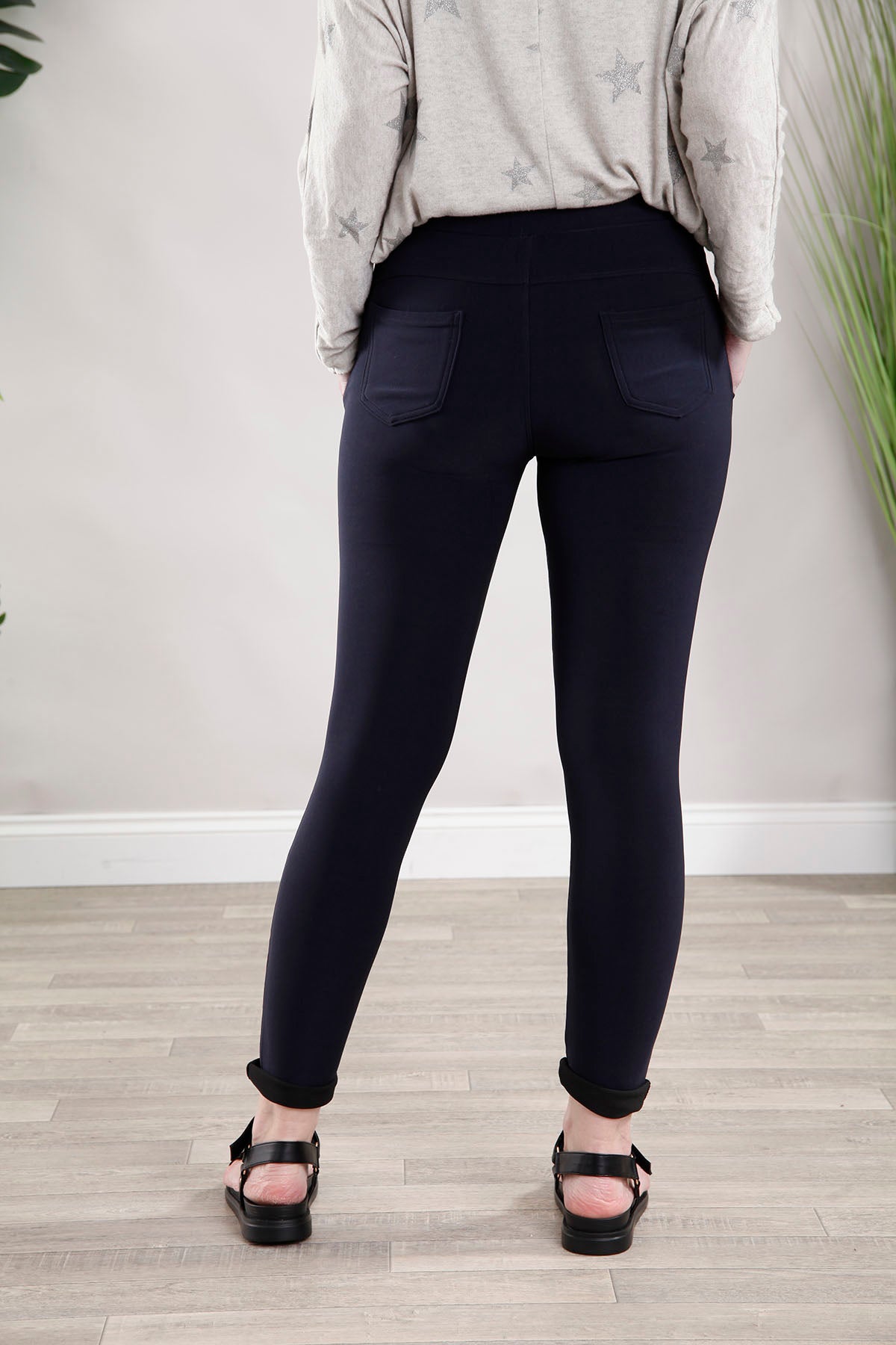 Navy Blue Stretch High Waist Yoga Pants for Women - Comfortable Workout Leggings for Running, Gym & Lounge Wear