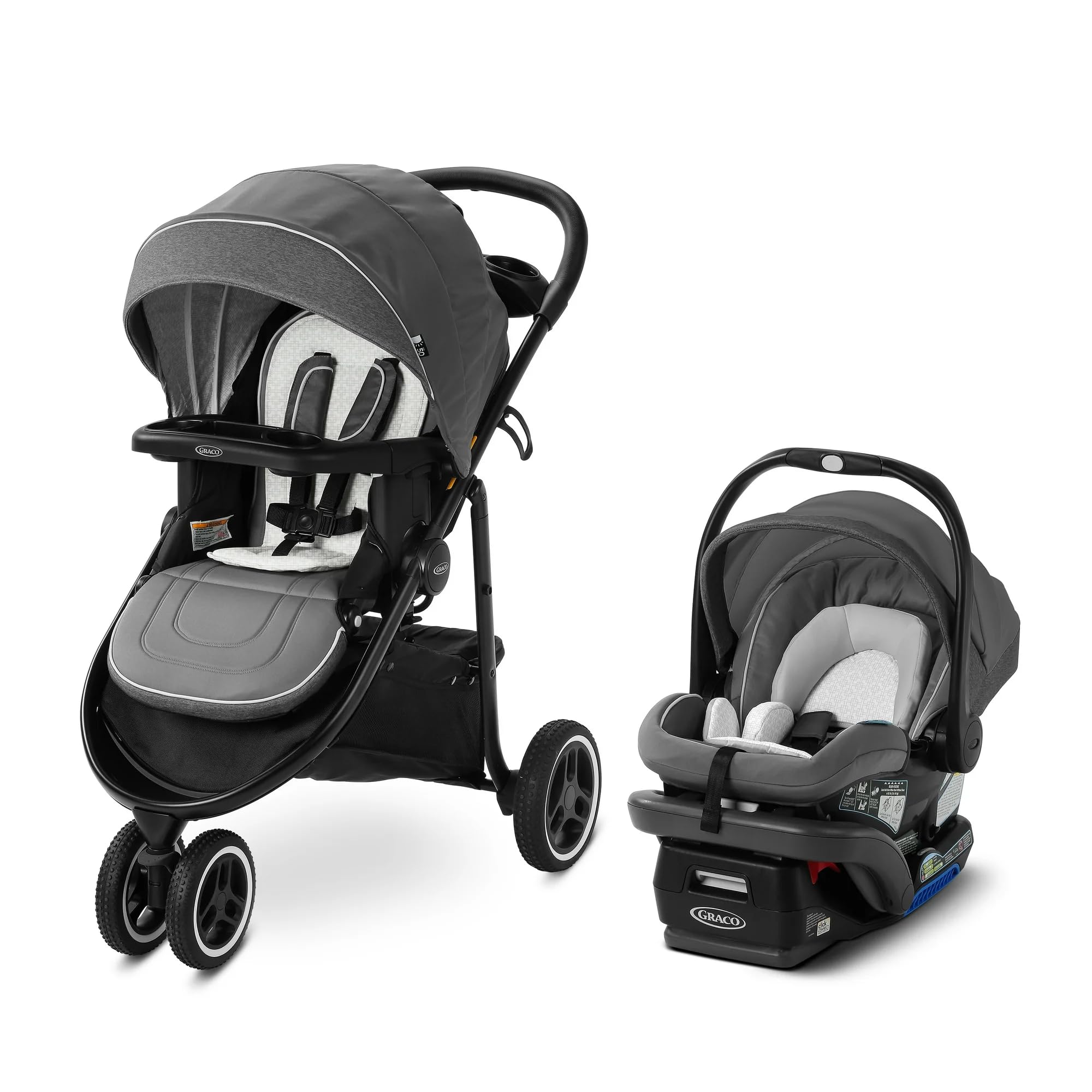 Graco Modes 3 Lite Platinum Stroller & SnugRide SnugLock 35 DLX Travel System - Lightweight, One-Hand Fold, Adjustable Reversible Seat | Perfect for Newborns, Infants & Toddlers | Ideal for Shopping, Travel & Daily Walks