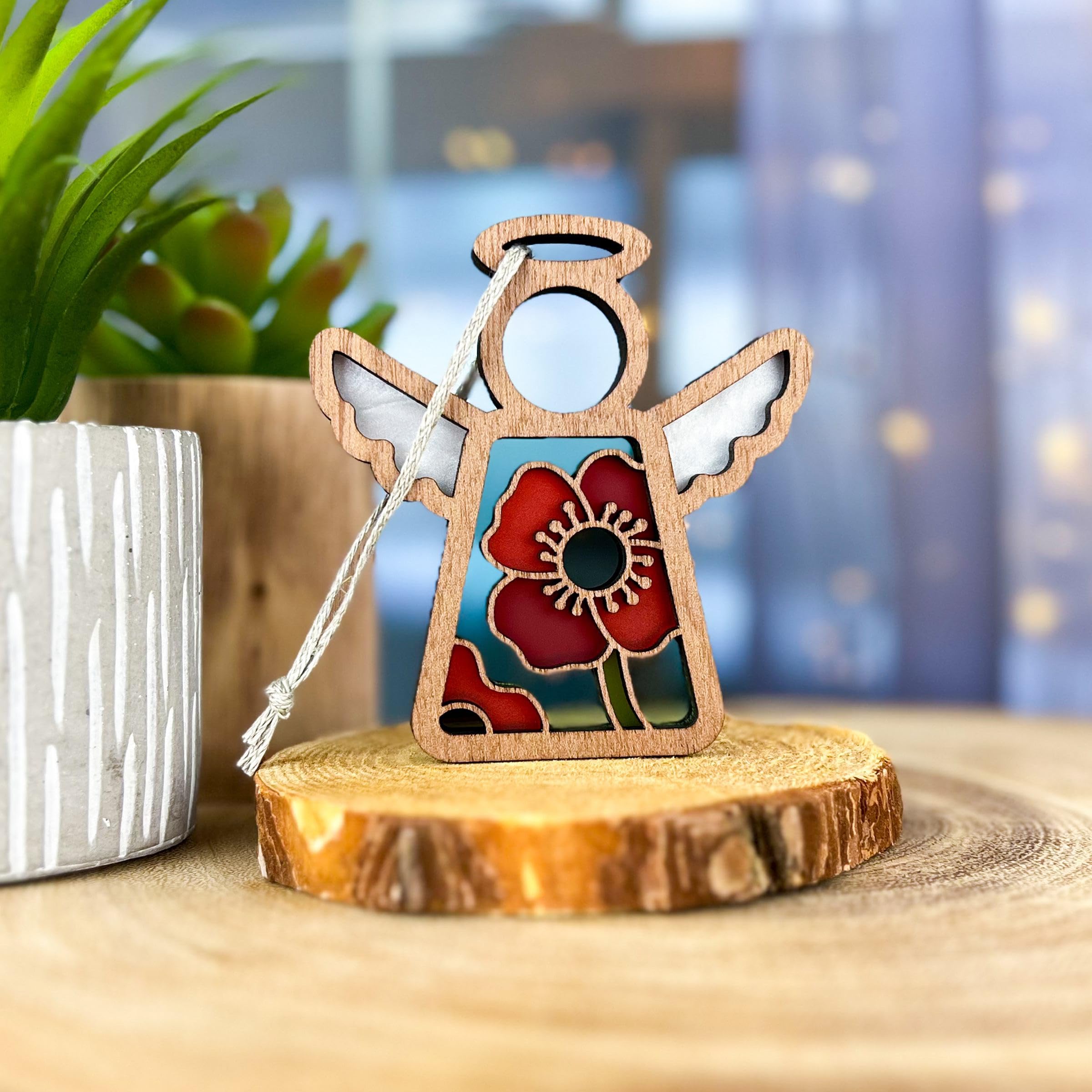 August Red Poppy Grief Ornament - Memorial Tree Decoration for Parents - 3.5 Inch Bold Red Hue - Sympathy Gift for Loss of Loved One - Perfect for Memorial Trees, Funeral Wreaths & Remembrance Displays