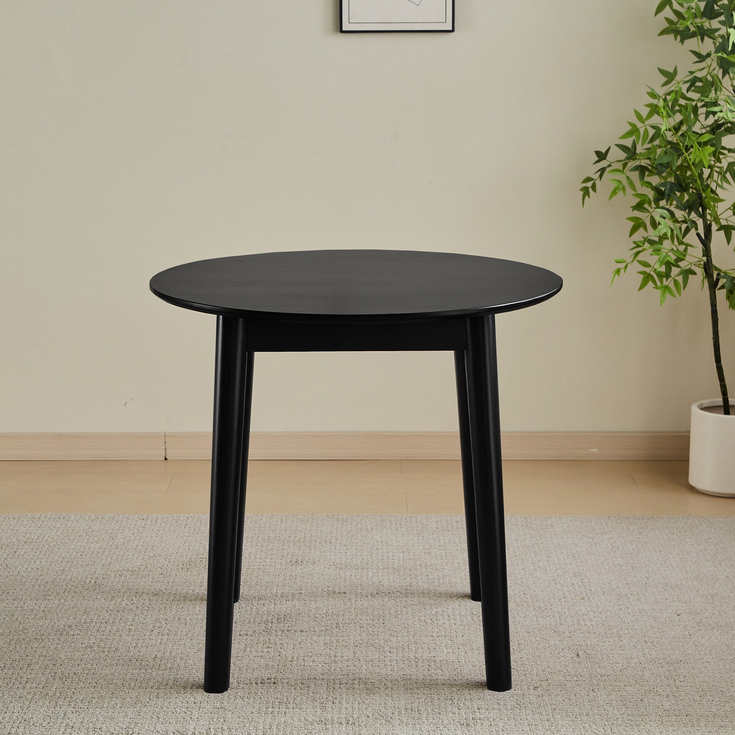 42.01 Inch Round Dining Table for 4 - MDF Wood Veneer Top with Sturdy Rubberwood Legs, Perfect for Kitchen, Breakfast Nook, Small Space & Apartment Living