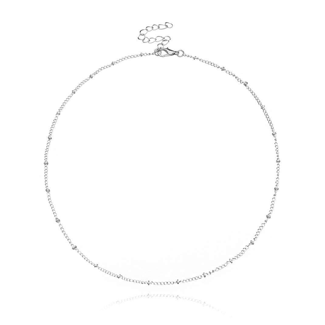 Airlove Gold Satellite Chain Choker Necklace with Lava Bead Pendant - Dainty Women's Jewelry for Everyday Wear & Special Occasions