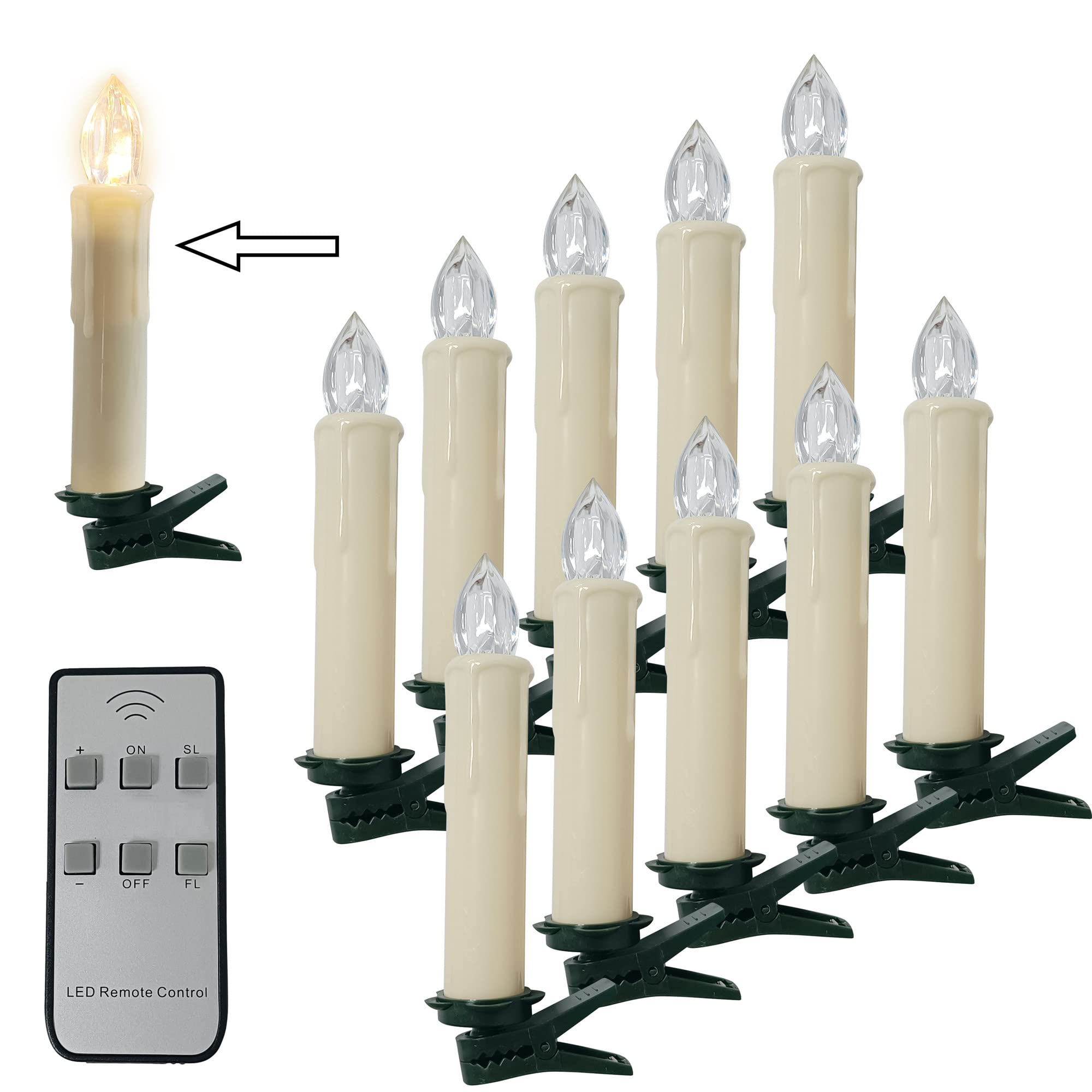 Battery Operated Remote Control LED Christmas Tree Candles - 4