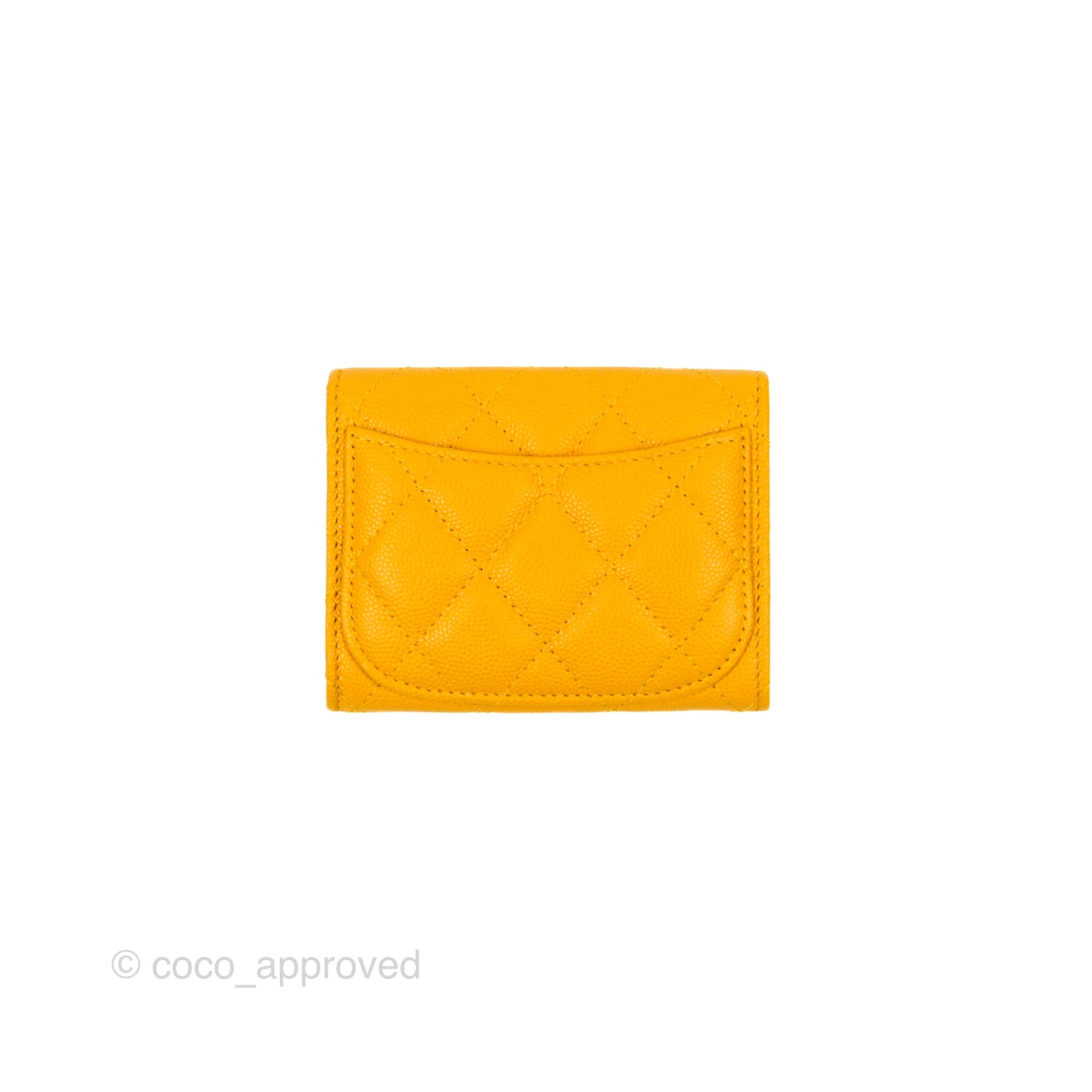 Chanel Classic Flap Coin Purse in Yellow Caviar Leather with Gold Hardware - Luxury Wallet for Women, Perfect for Parties & Everyday Use