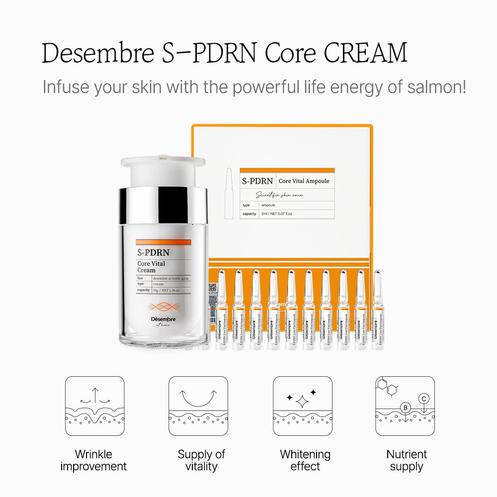 Desembre S PDRN Core Vital Cream 50g - Anti-Aging Face Moisturizer with PDRN for Wrinkles & Hydration | Perfect for Daily Skincare Routine & Night Care