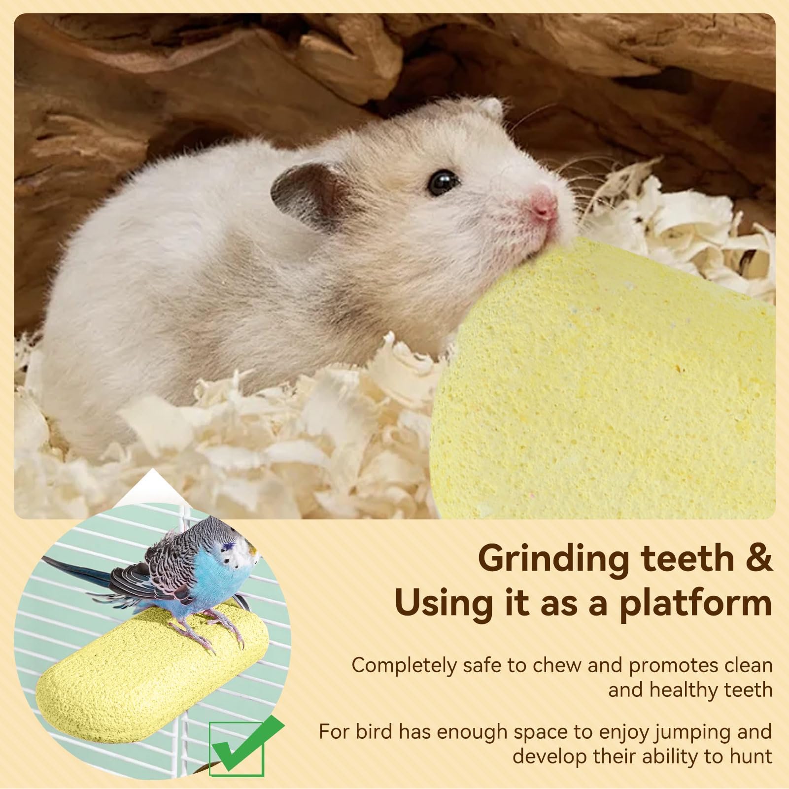 Natural Lava Ledge for Small Pets - Rat, Chinchilla & Bird Chew Toy for Teeth Grinding & Beak Trimming | Cage Accessories for Dental Health & Enrichment | Perfect for Climbing, Chewing & Playtime in Small Animal Habitats