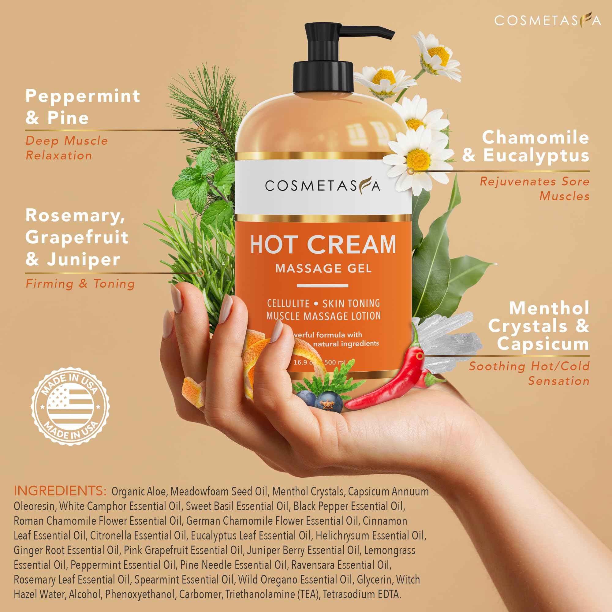 **Anti-Cellulite Massage Oil & Gel Set with Mitt - Natural Firming & Tightening Hot Cream for Body - Skin Moisturizer & Muscle Relief (16.9 oz) - Perfect for Post-Workout Recovery & At-Home Spa Treatments**