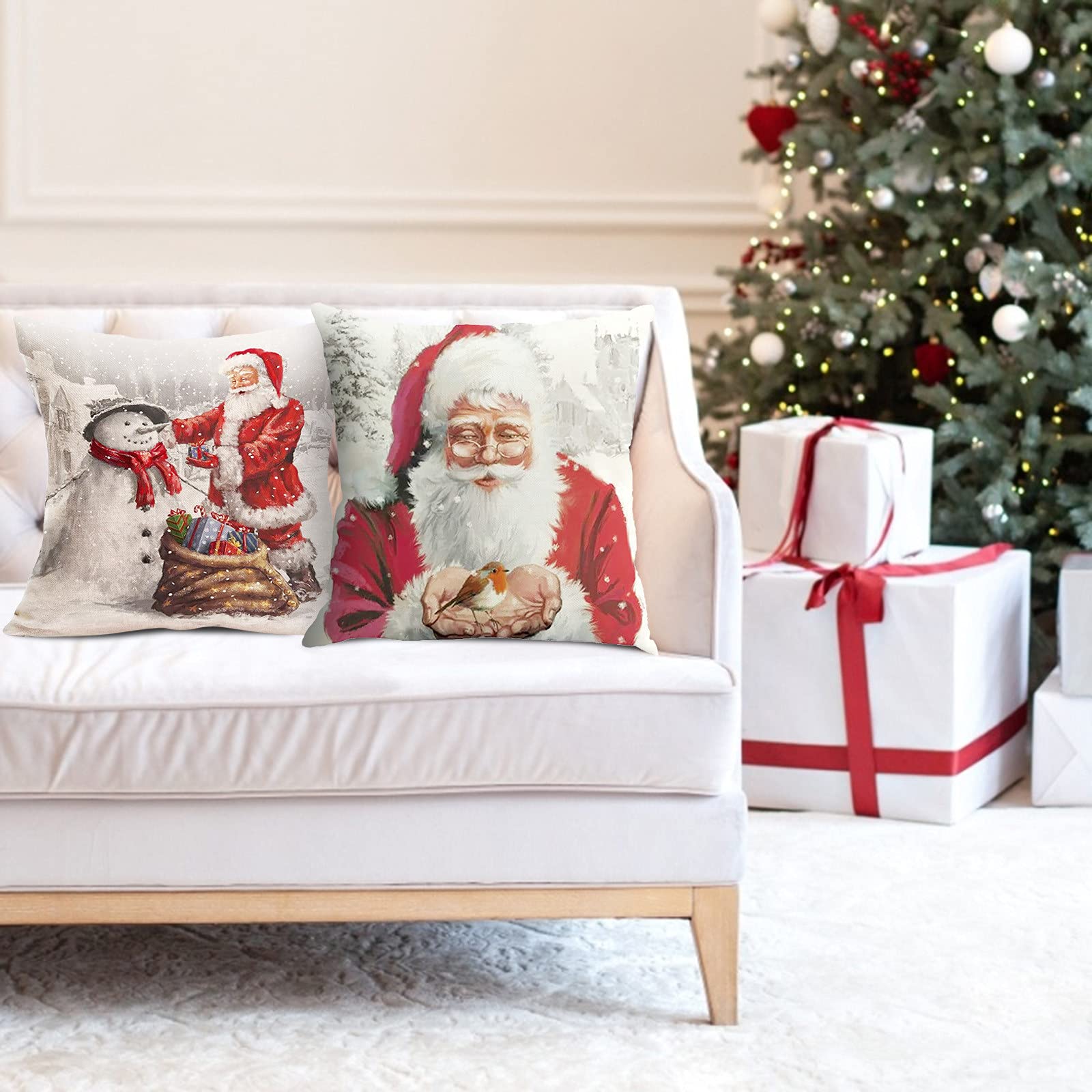 Soft Cotton Waist Sofa Cushion - Christmas Home Decor Throw Pillow with Linen Case - Perfect for Living Room, Bedroom & Holiday Decoration