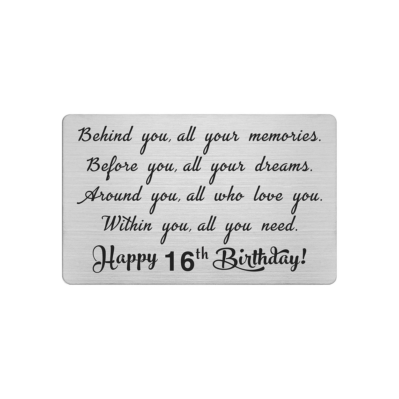 16th Birthday Wallet Card Gift for Boys & Girls - Personalized Engraved Keepsake for Sweet 16 Celebrations | Perfect for Birthday Decorations, Party Favors & Milestone Gifts