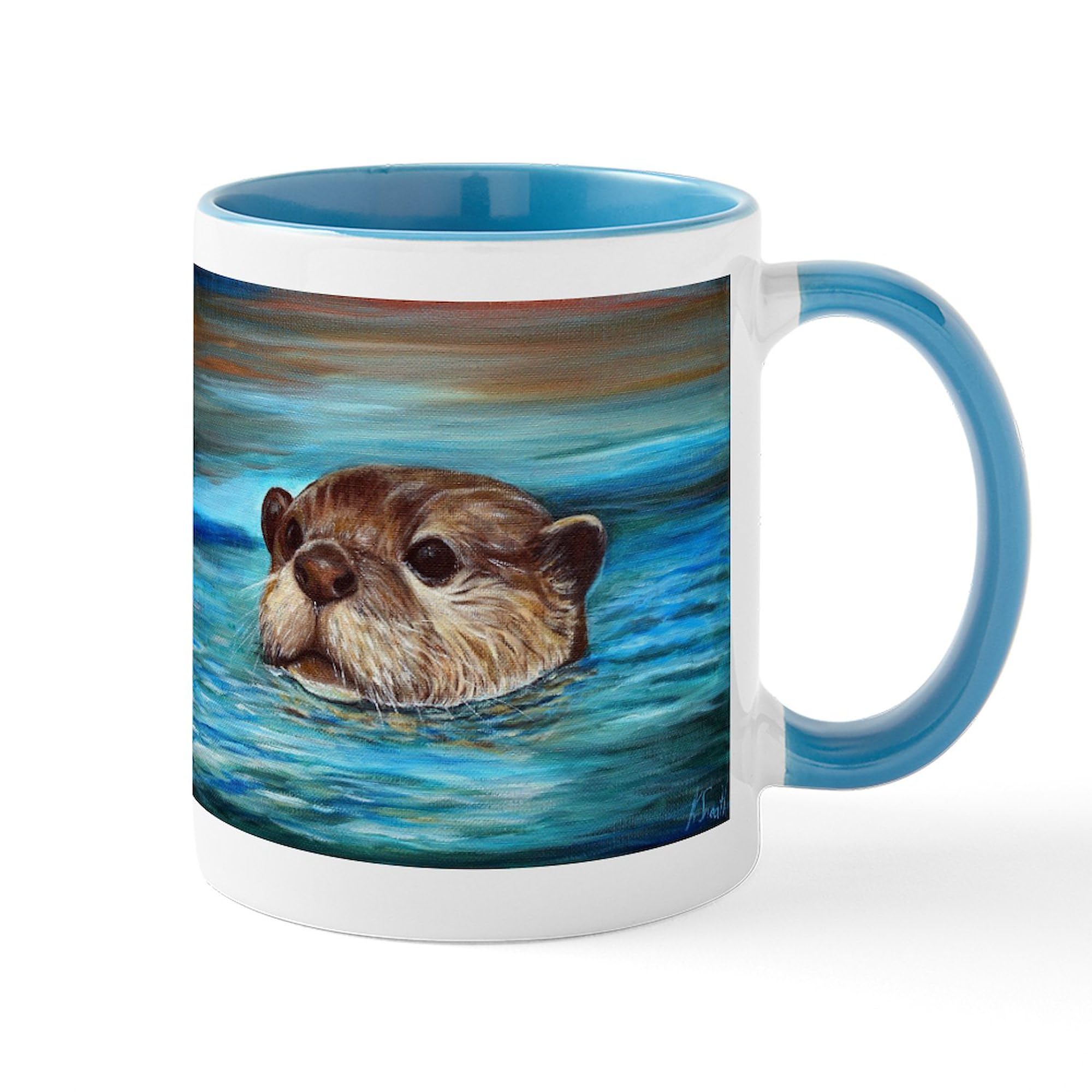 River Otter Ceramic Coffee Mug 11 oz (325 ml) - Perfect for Tea, Hot Chocolate & Office Use - Cute Animal-Themed Gift for Nature Lovers