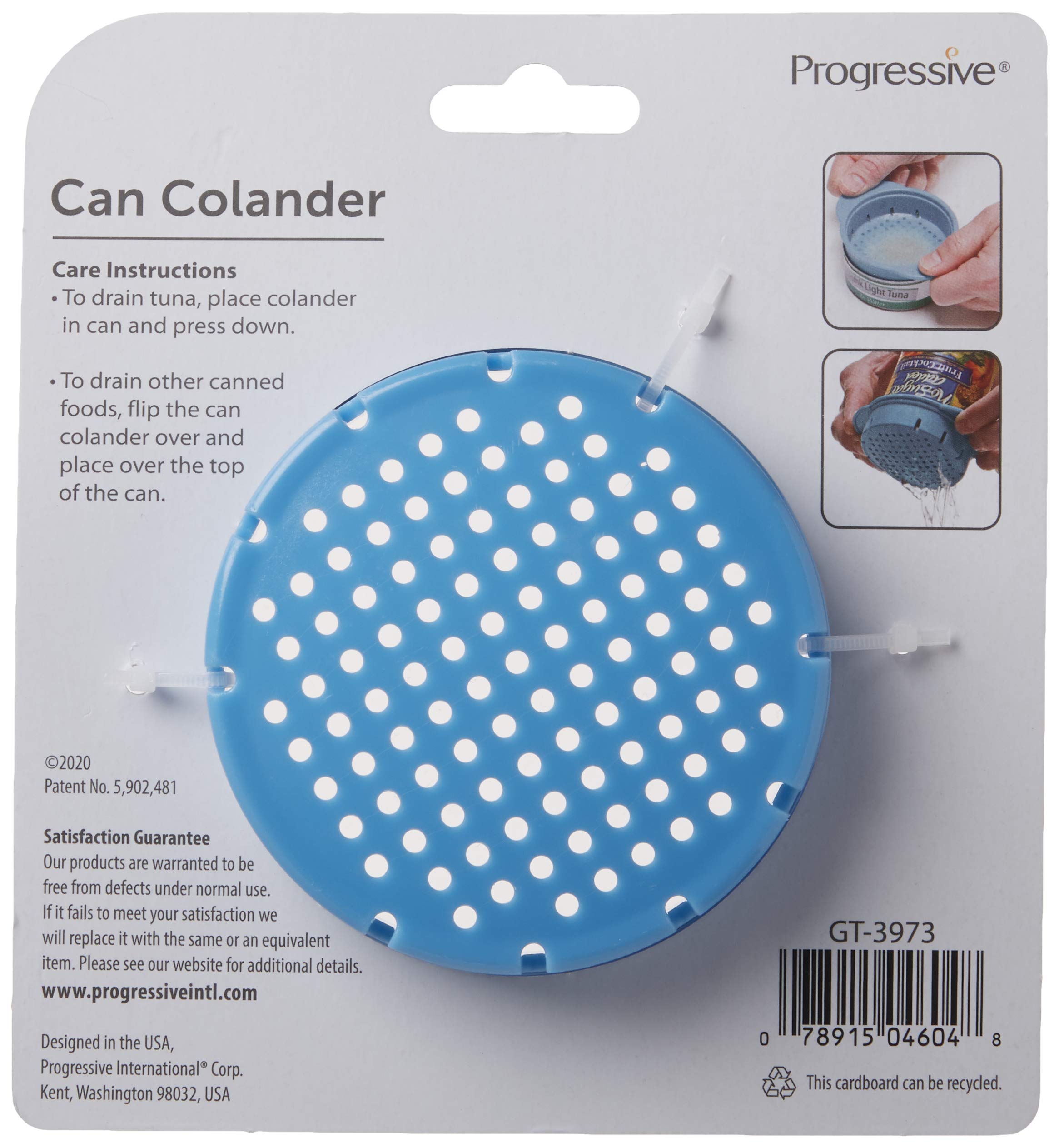 Prepworks by Progressive Can Colander - Stainless Steel Can Strainer for Vegetables, Fruits & Tuna - Mess-Free Draining Tool for Canned Foods - Perfect for Kitchen, Camping & Meal Prep (Teal/Blue)