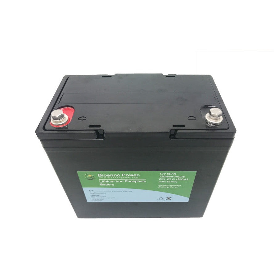 12V 60Ah LiFePO4 Battery - ABS Case, BLF 1260AS - Perfect for Solar Power Systems, RVs, Marine & Off-Grid Applications