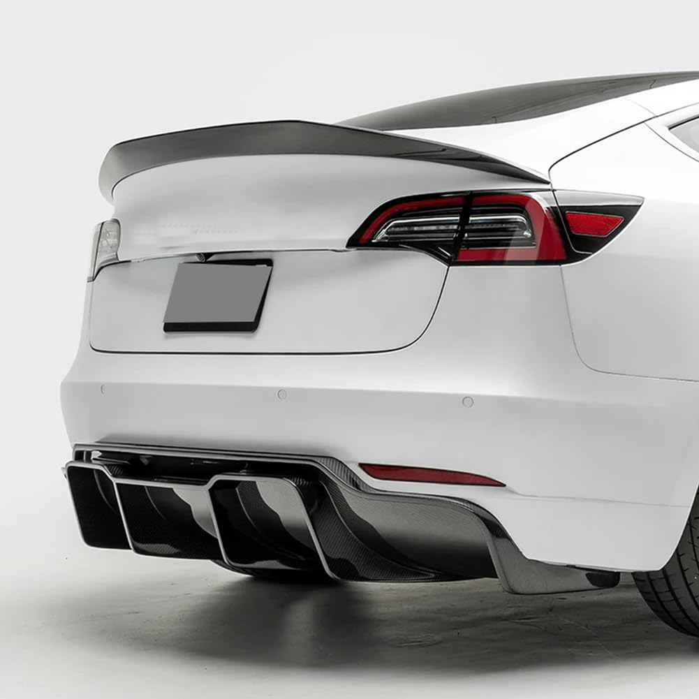 JCING Model 3 Carbon Fiber Rear Spoiler for Tesla Model 3 2017-2023 - High Performance Trunk Lid Wing, Aftermarket Car Accessories & Styling Kit - Perfect for Street Racing & Car Shows