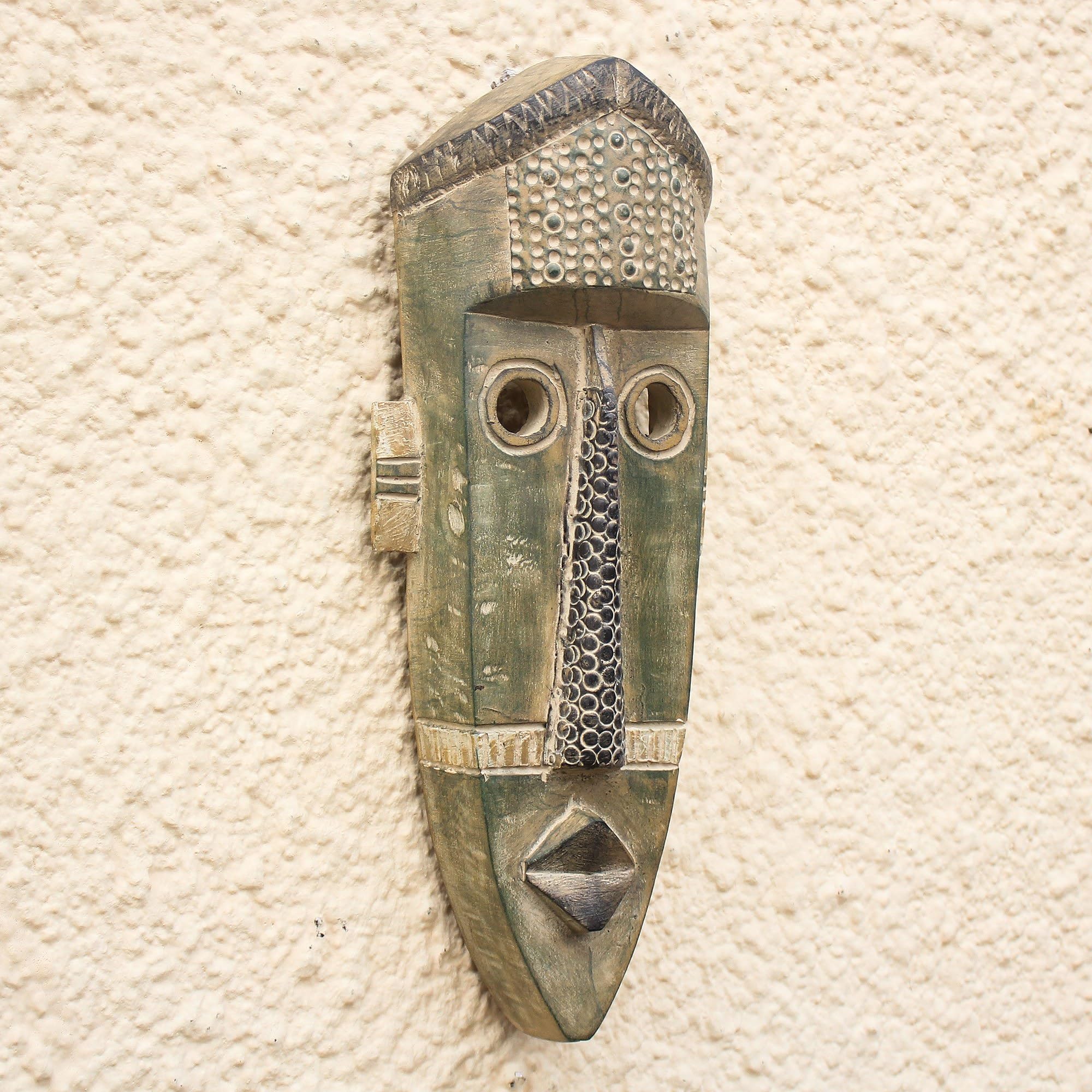 Handcrafted Gray Wooden Decorative Mask from NOVICA | Authentic Wall Art for Home & Office Decor | Perfect for Boho, Tribal, or Cultural Themed Spaces