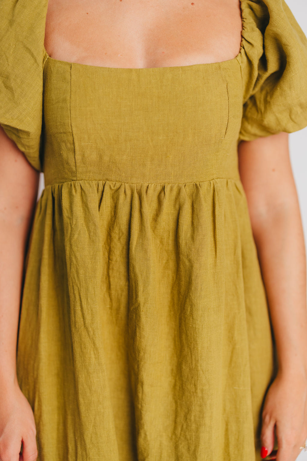 Candace Maxi Dress in Olive - 100% Linen Bump Friendly Maternity Dress for Women - Perfect for Summer, Beach, and Casual Outings