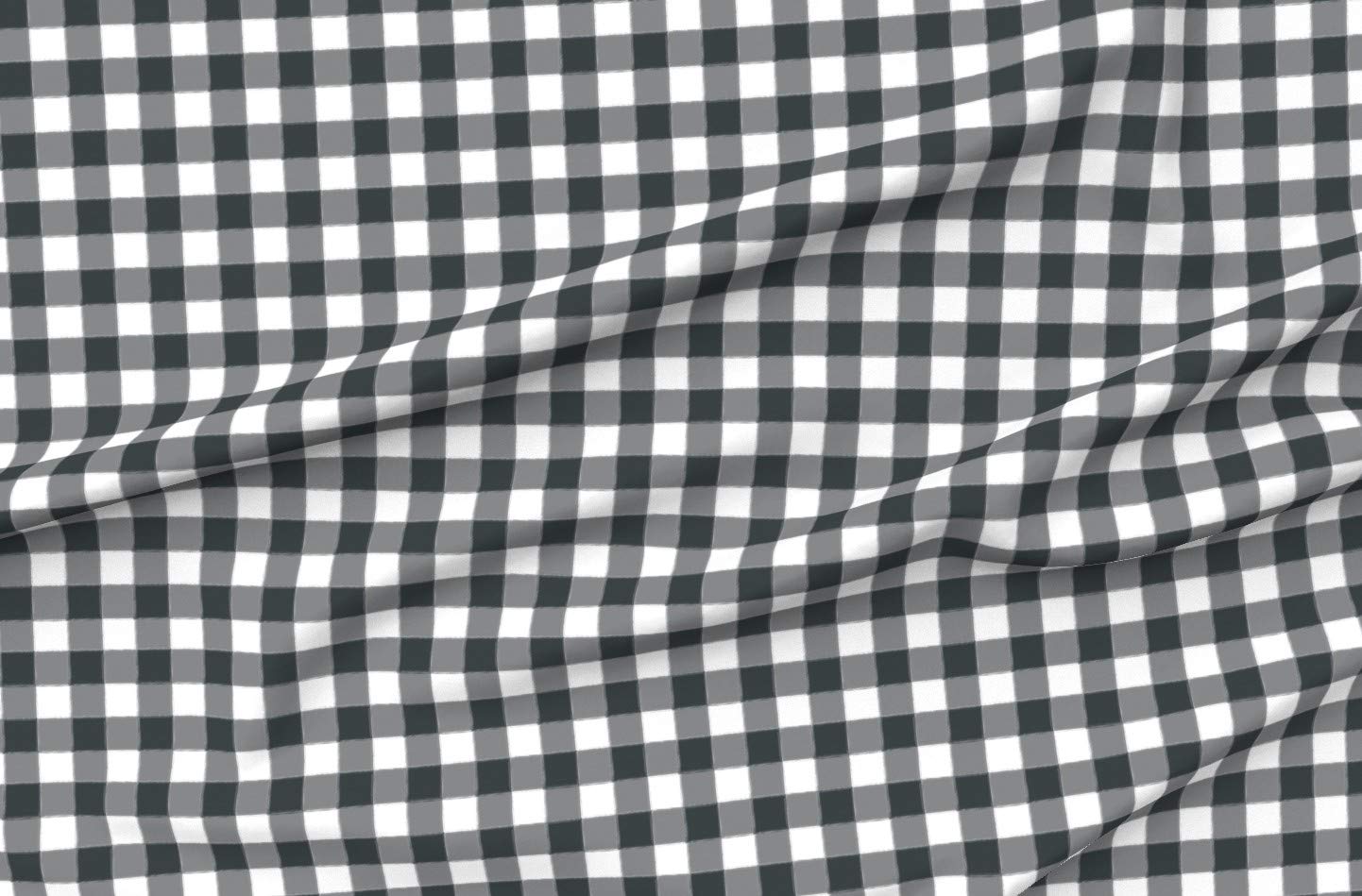 Premium Spoonflower Minky Fabric - Charcoal Buffalo Check Gingham Plaid Print by The Yard | Soft Watercolor Sugar Design for Baby Blankets, Quilt Backing & Sewing Projects | Perfect for Nursery Decor, DIY Crafts & Cozy Home Textiles