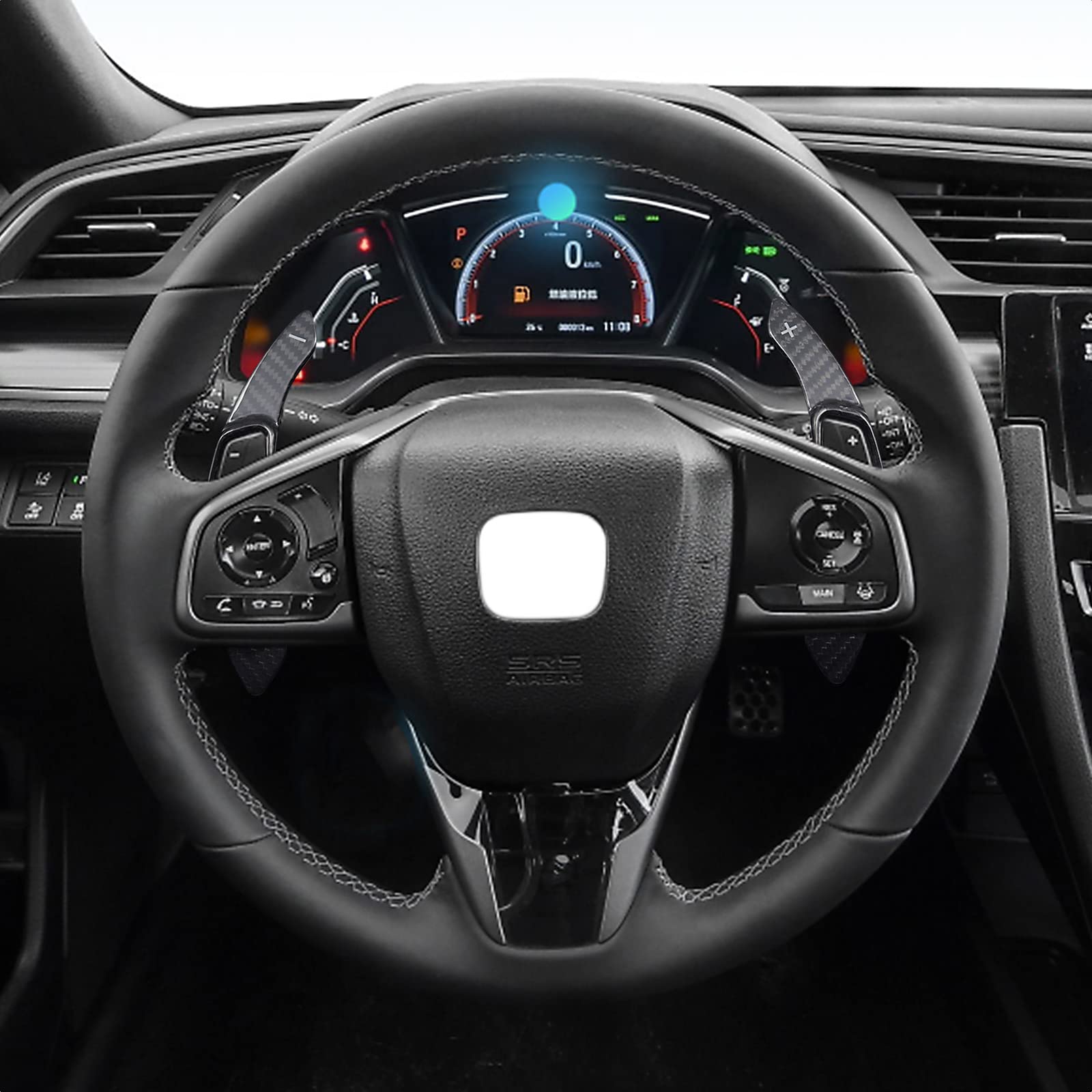 Premium Real Carbon Fiber Steering Wheel Shift Paddle Extender - Compatible with Honda Civic, Accord, CR-V, Odyssey & Acura MDX, RDX - Car Accessories for Enhanced Driving Performance & Sporty Look (Racing, Daily Commute, Car Enthusiasts)