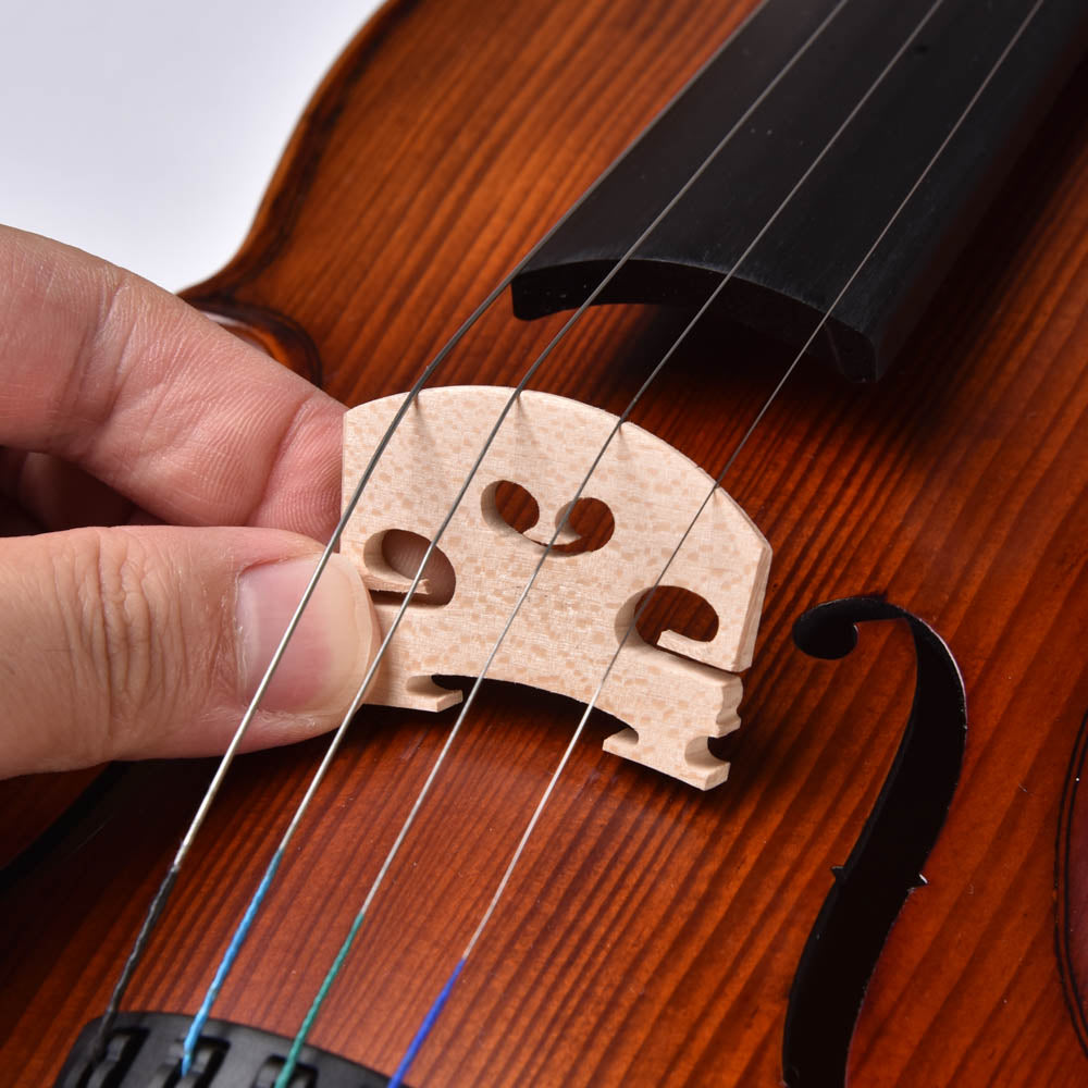 Premium Violin Bridge & Ball End Strings Set (GDAE) - Professional Quality for Classical & Folk Music Performance, Practice & Studio Recording