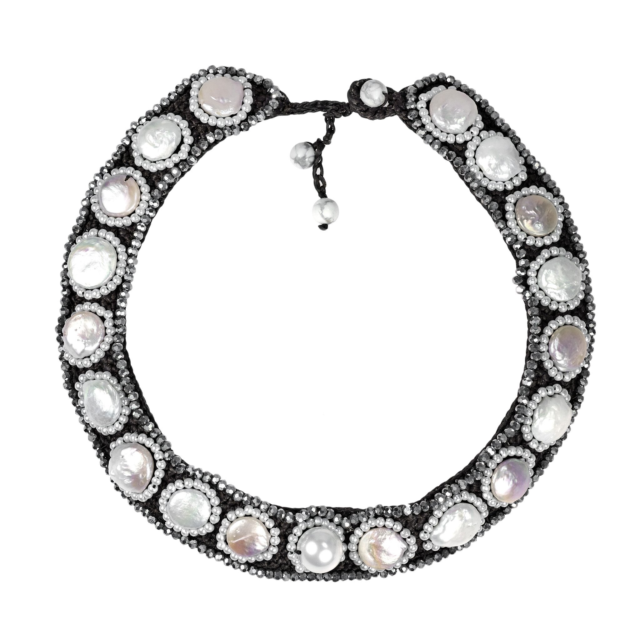 Elegant AeraVida Statement Necklace with Cultured Freshwater Pearls & Coin Embellishments | Perfect for Weddings, Parties & Special Occasions